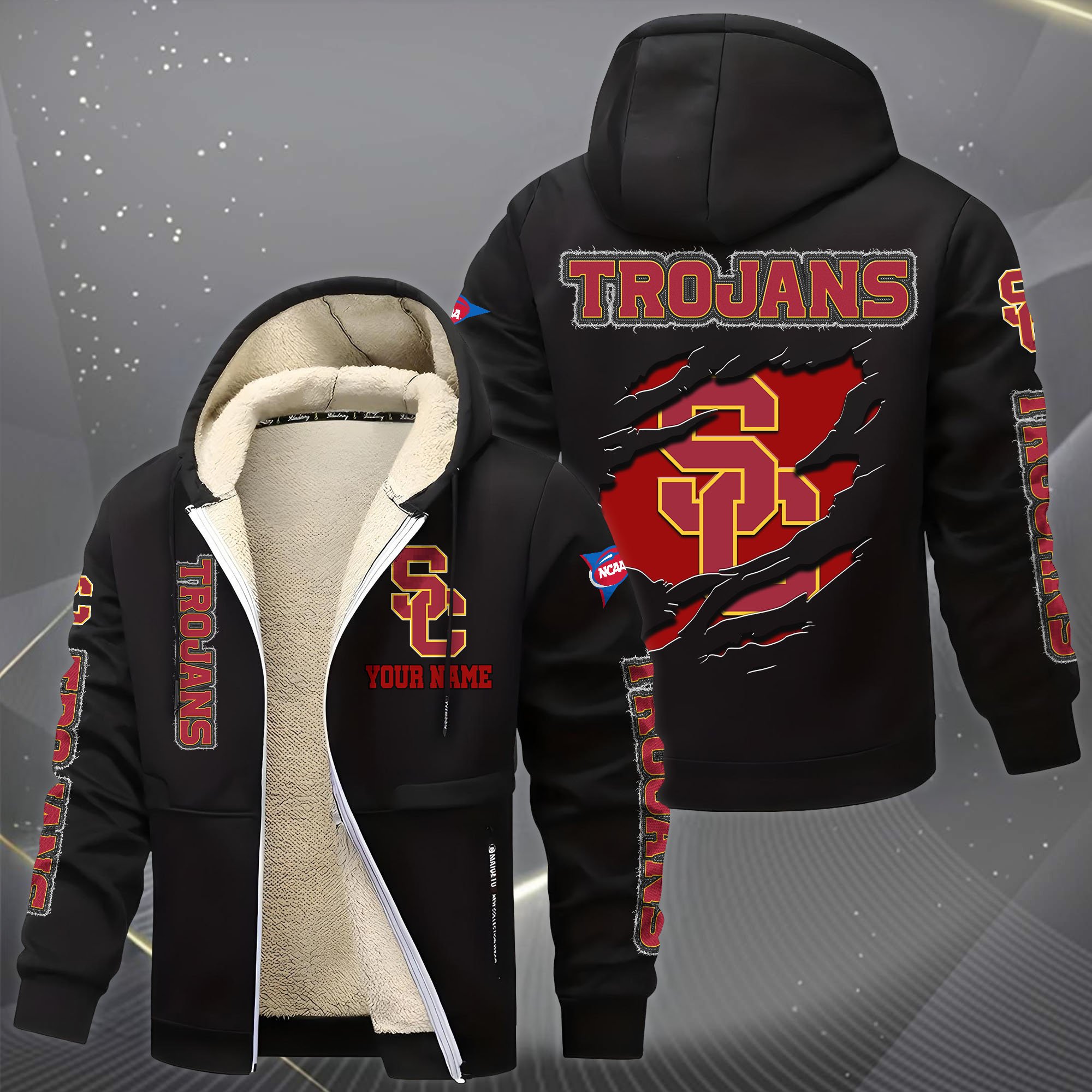 Alternative view of USC Trojans Hoodie Zip Velvet Coat Custom Your Name, Sport Jacket, Gifts For Fan EHIVM-0102255