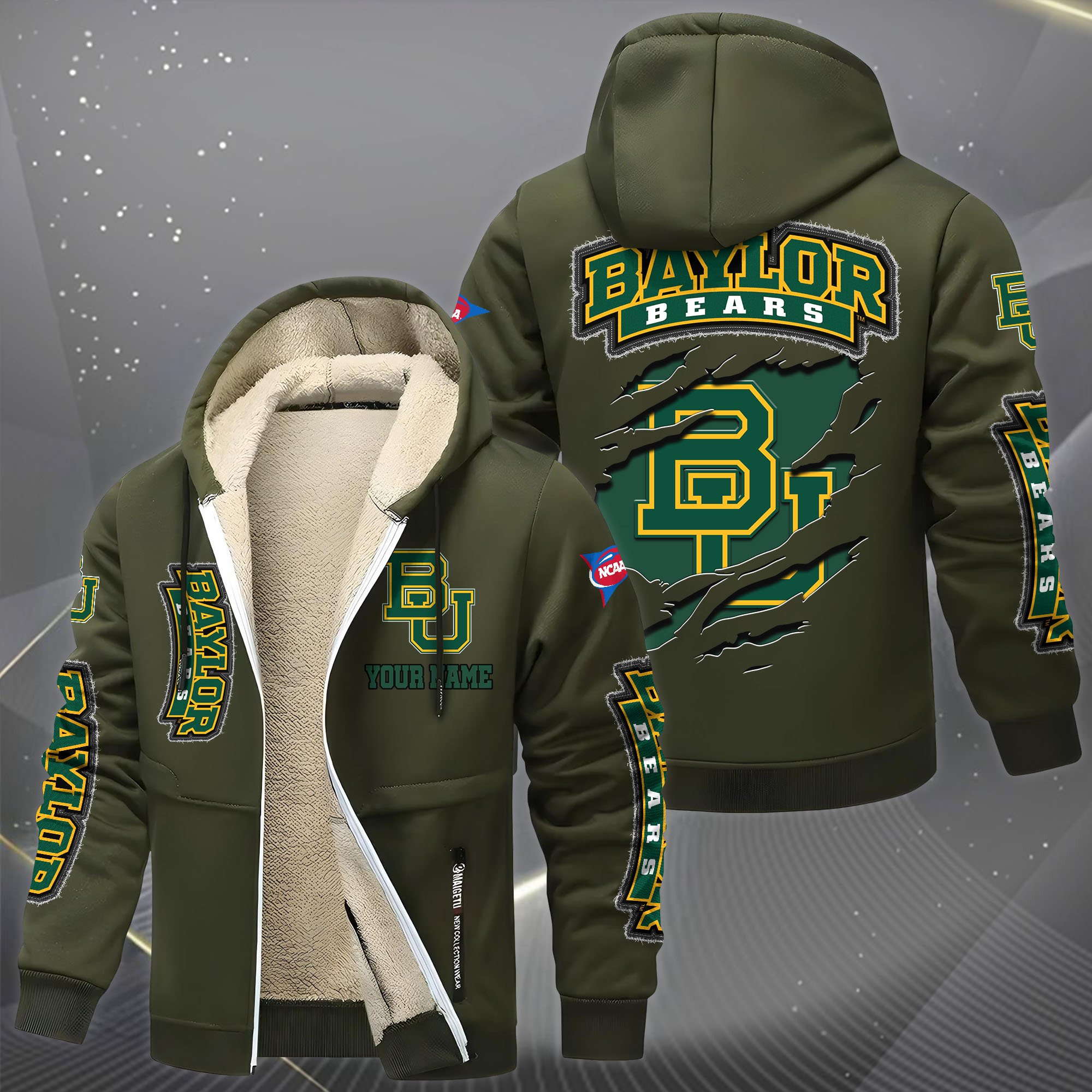 Baylor Bears Hoodie Zip Velvet Coat Custom Your Name, Sport Jacket, Gifts For Fan EHIVM-0102255
