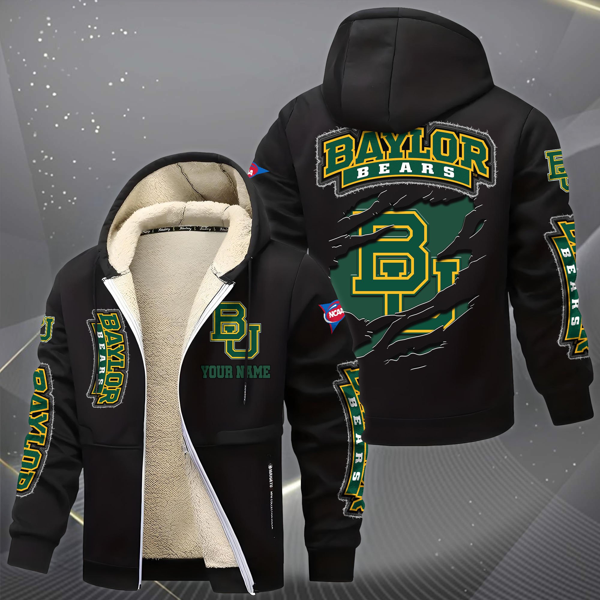 Alternative view of Baylor Bears Hoodie Zip Velvet Coat Custom Your Name, Sport Jacket, Gifts For Fan EHIVM-0102255