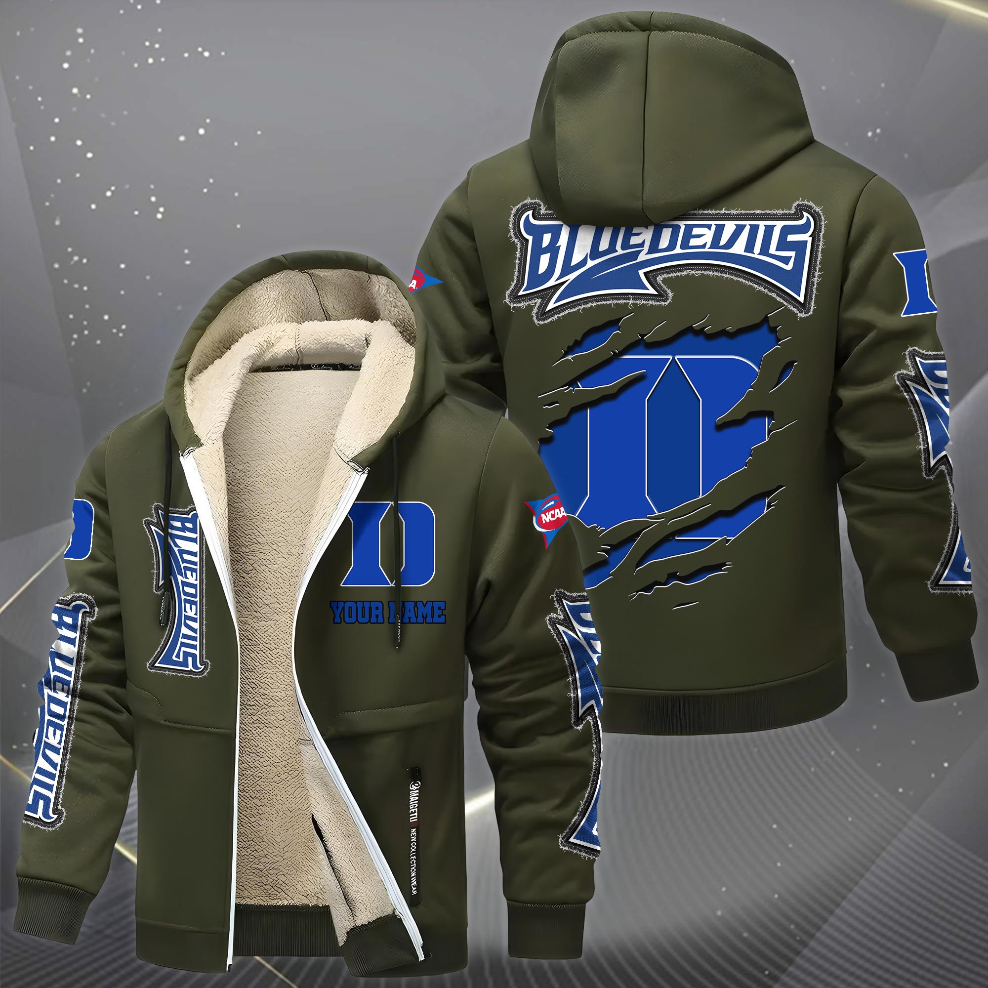 Duke Blue Devils Hoodie Zip Velvet Coat Custom Your Name, Sport Jacket, Gifts For Fan EHIVM-0102255