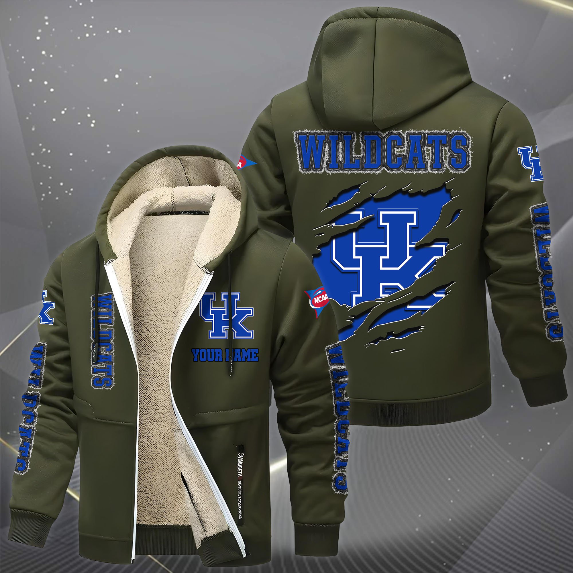 Kentucky Wildcats Hoodie Zip Velvet Coat Custom Your Name, Sport Jacket, Gifts For Fan EHIVM-0102255