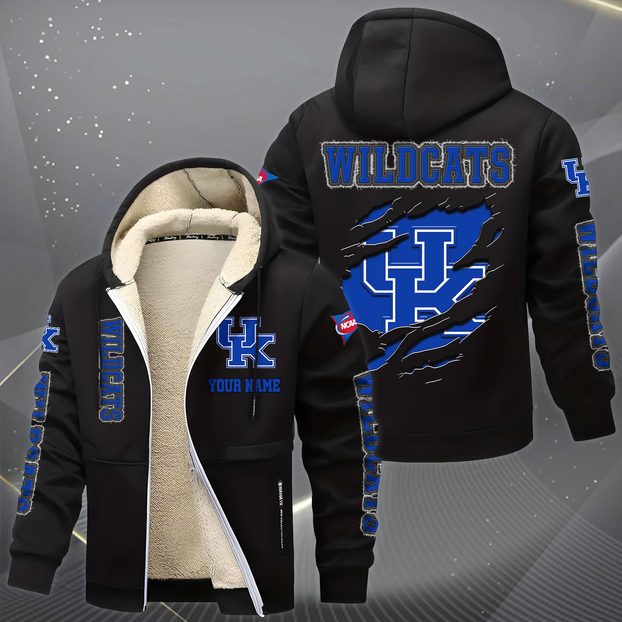 Alternative view of Kentucky Wildcats Hoodie Zip Velvet Coat Custom Your Name, Sport Jacket, Gifts For Fan EHIVM-0102255