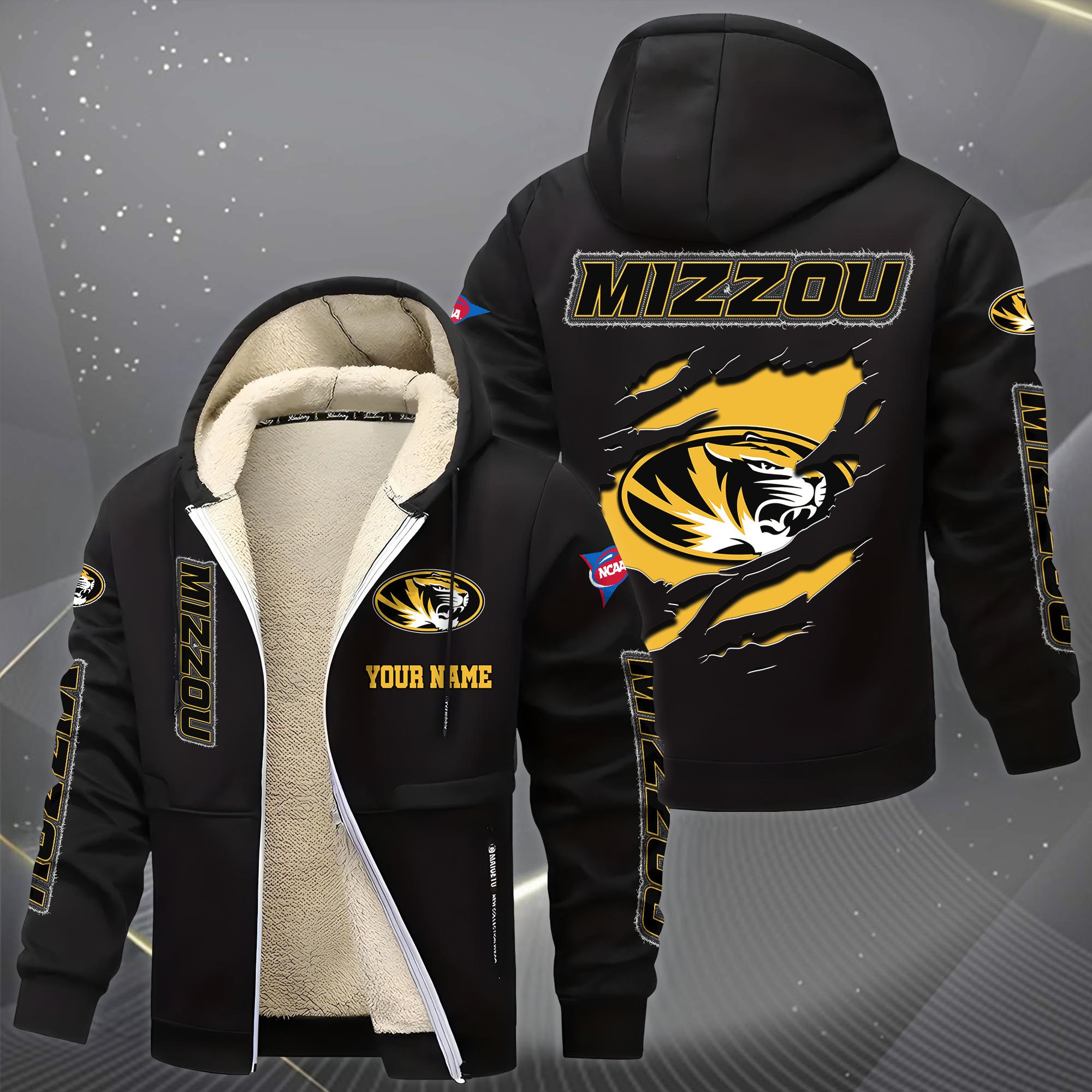 Alternative view of Missouri Tigers Hoodie Zip Velvet Coat Custom Your Name, Sport Jacket, Gifts For Fan EHIVM-0102255