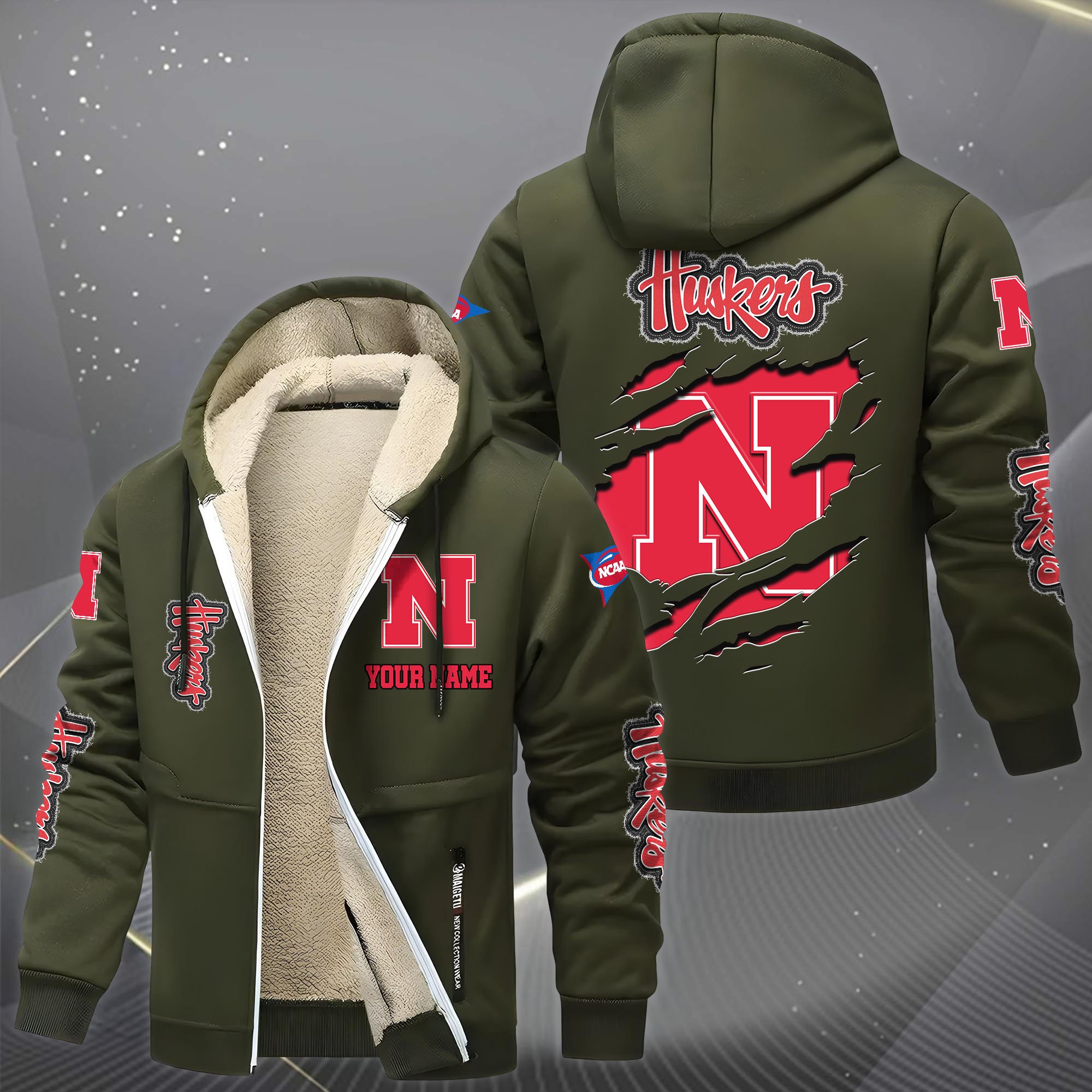 Nebraska Cornhuskers Hoodie Zip Velvet Coat Custom Your Name, Sport Jacket, Gifts For Fan EHIVM-0102255