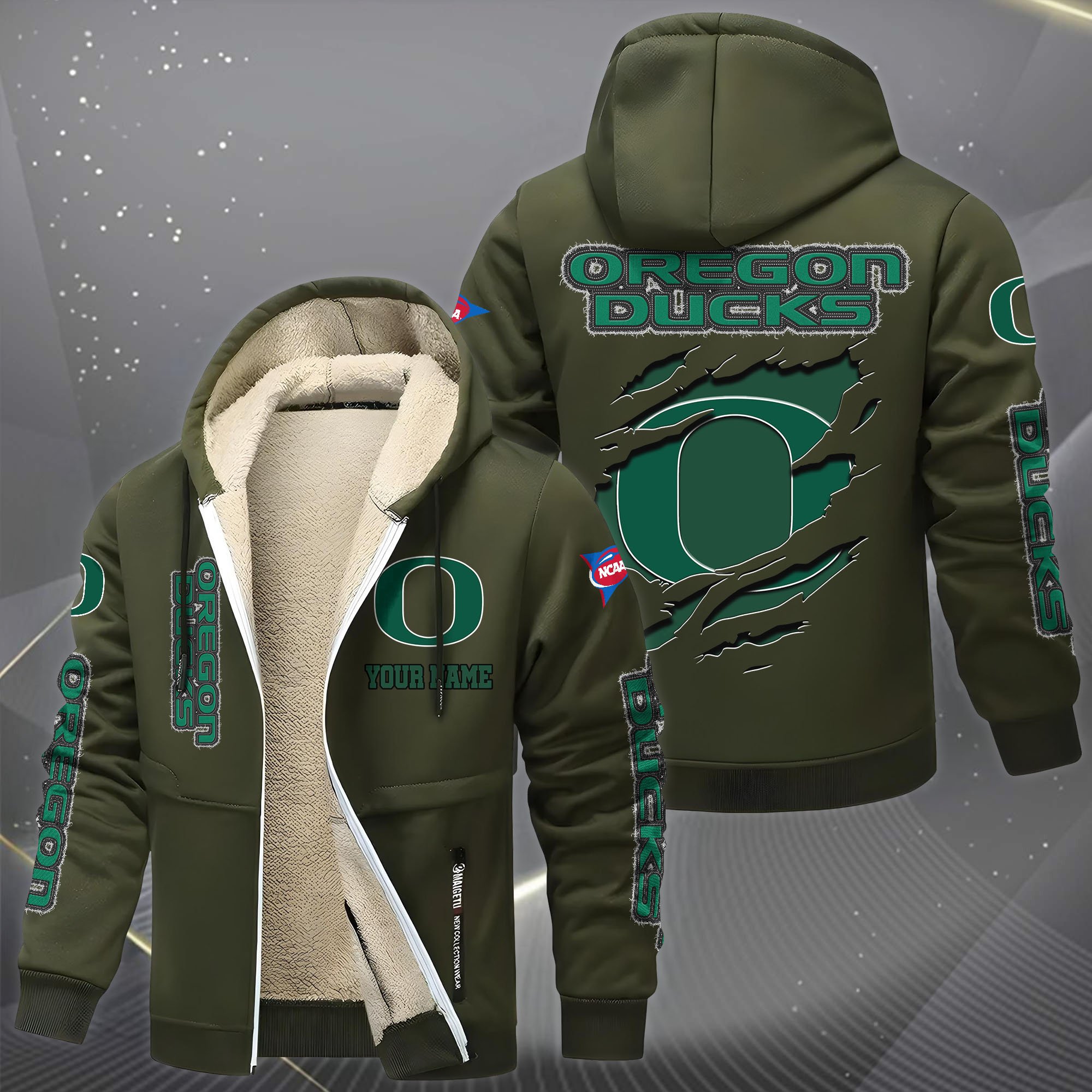 Oregon Ducks Hoodie Zip Velvet Coat Custom Your Name, Sport Jacket, Gifts For Fan EHIVM-0102255