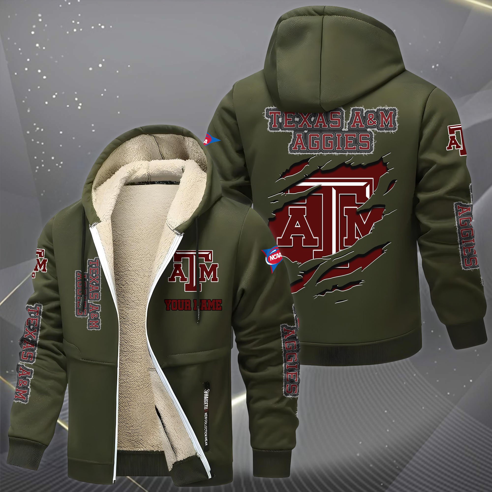 Texas A&M Aggies Hoodie Zip Velvet Coat Custom Your Name, Sport Jacket, Gifts For Fan EHIVM-0102255