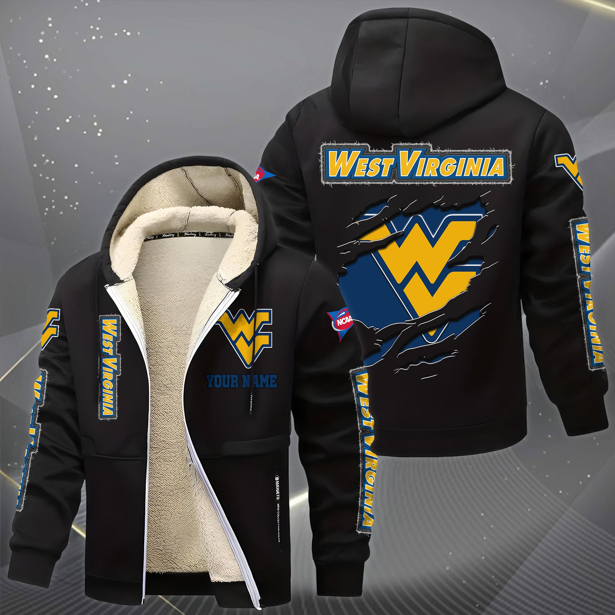 Alternative view of West Virginia Mountaineers Hoodie Zip Velvet Coat Custom Your Name, Sport Jacket, Gifts For Fan EHIVM-0102255