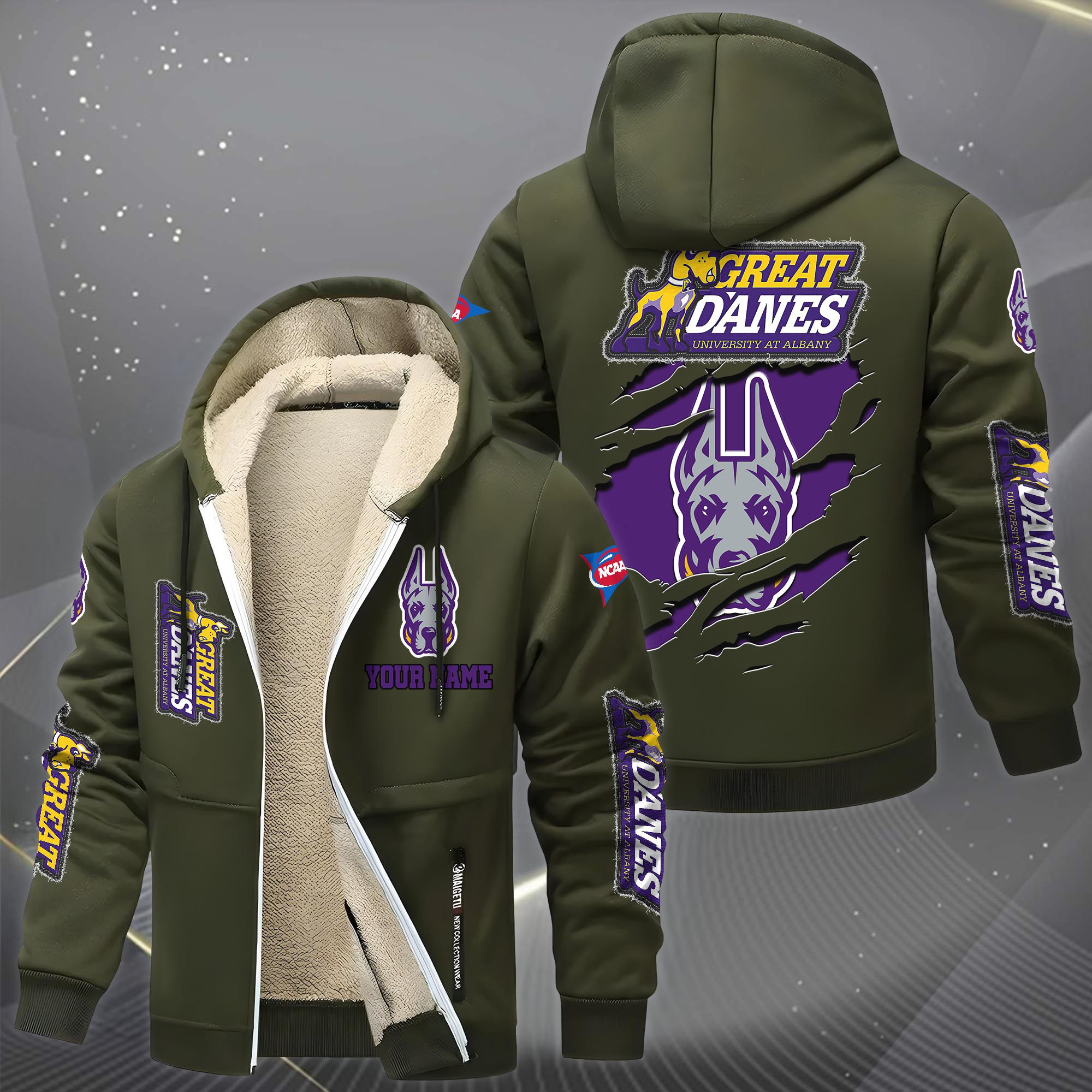 Albany Great Danes Hoodie Zip Velvet Coat Custom Your Name, Sport Jacket, Gifts For Fan EHIVM-0102255