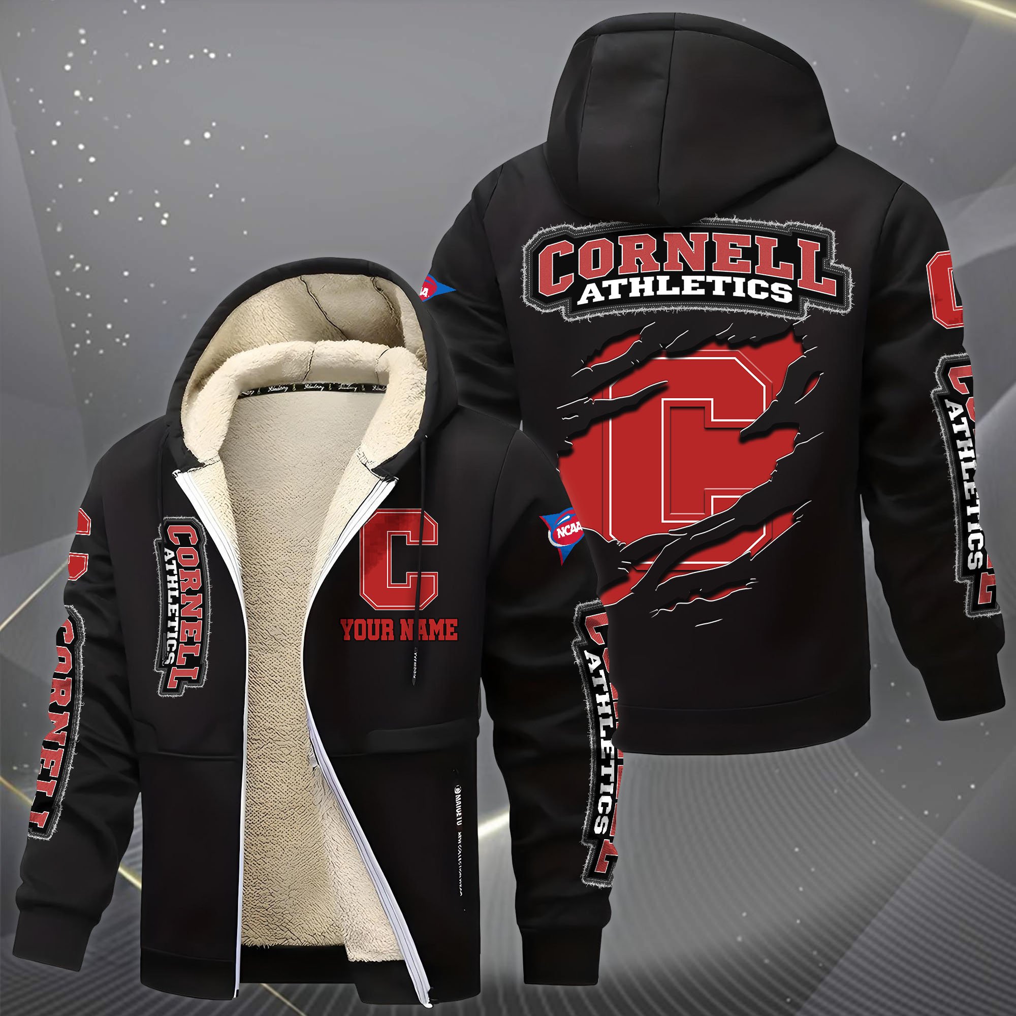 Alternative view of Cornell Big Red Hoodie Zip Velvet Coat Custom Your Name, Sport Jacket, Gifts For Fan EHIVM-0102255