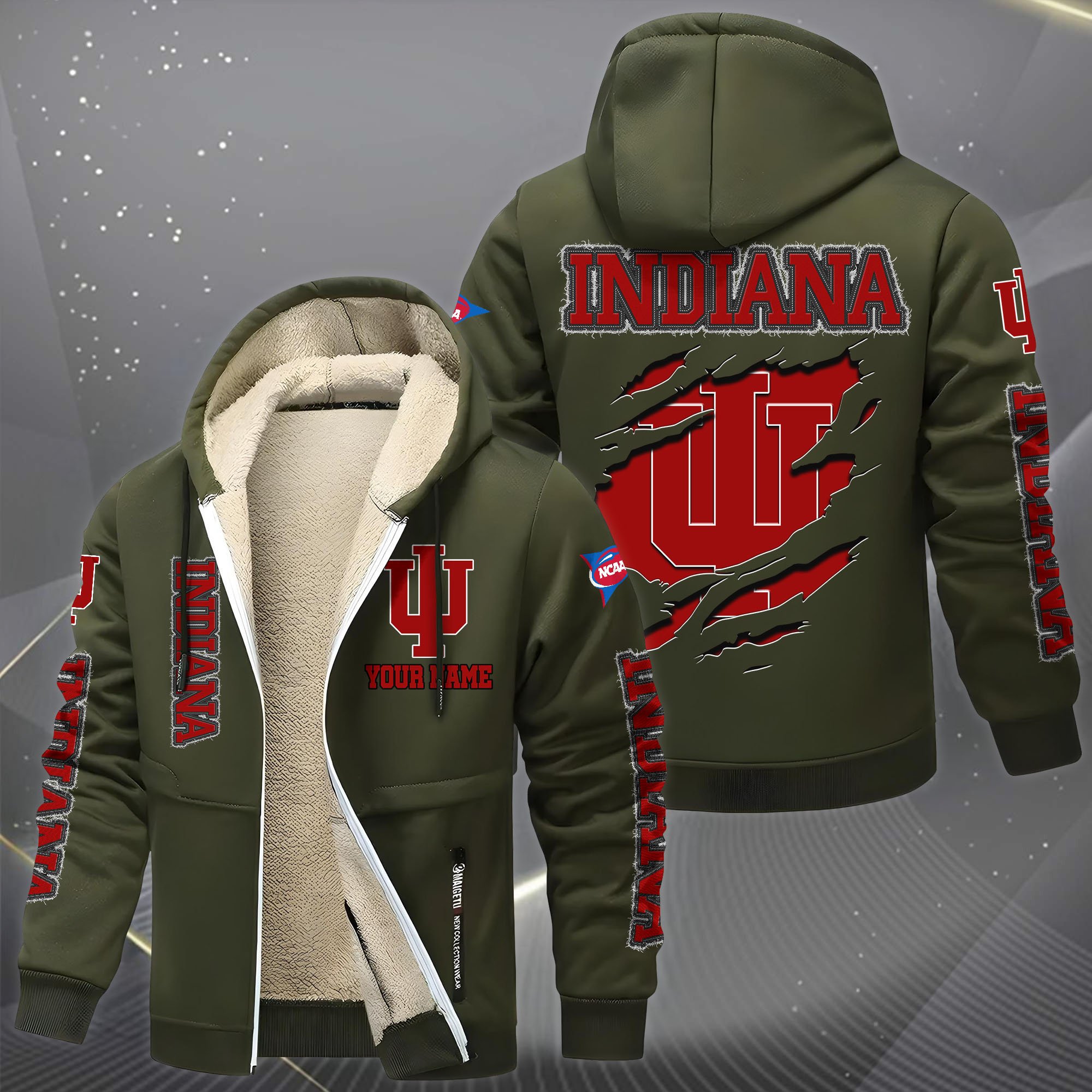 Indiana Hoosiers Hoodie Zip Velvet Coat Custom Your Name, Sport Jacket, Gifts For Fan EHIVM-0102255
