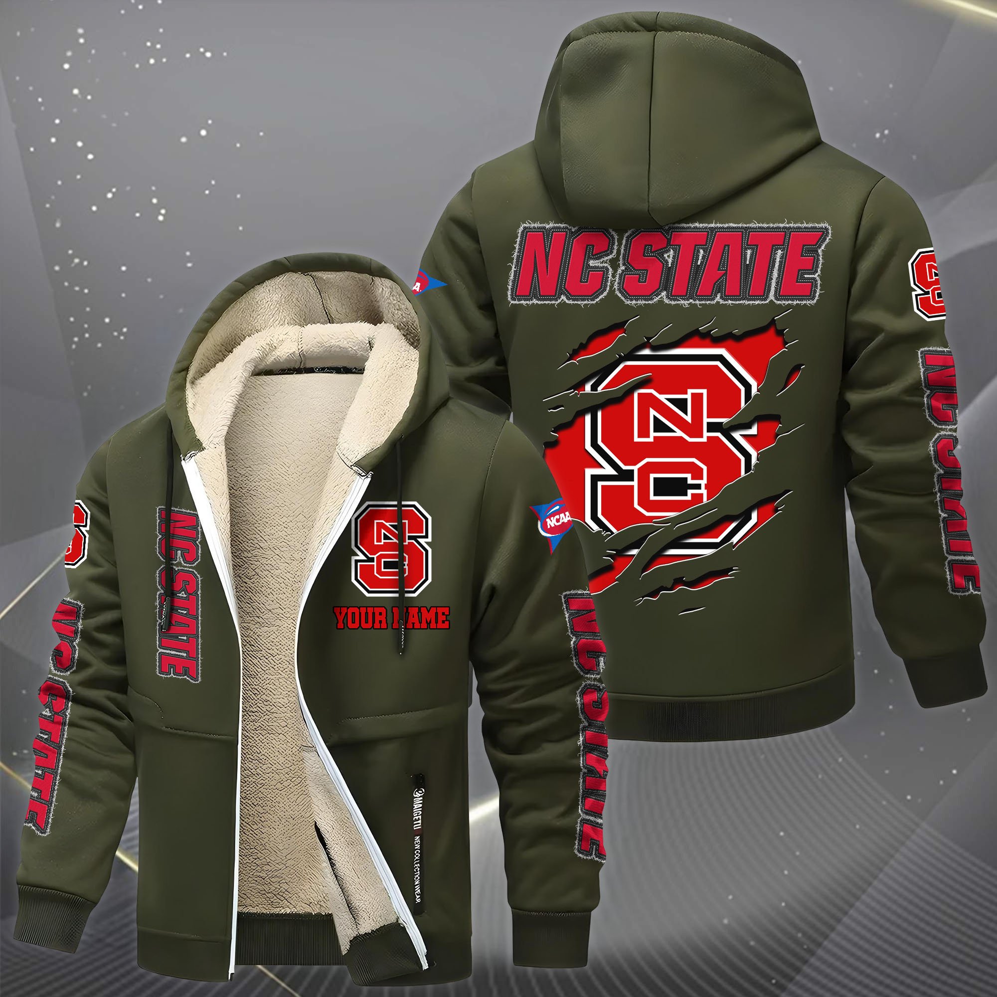 NC State Wolfpack Hoodie Zip Velvet Coat Custom Your Name, Sport Jacket, Gifts For Fan EHIVM-0102255
