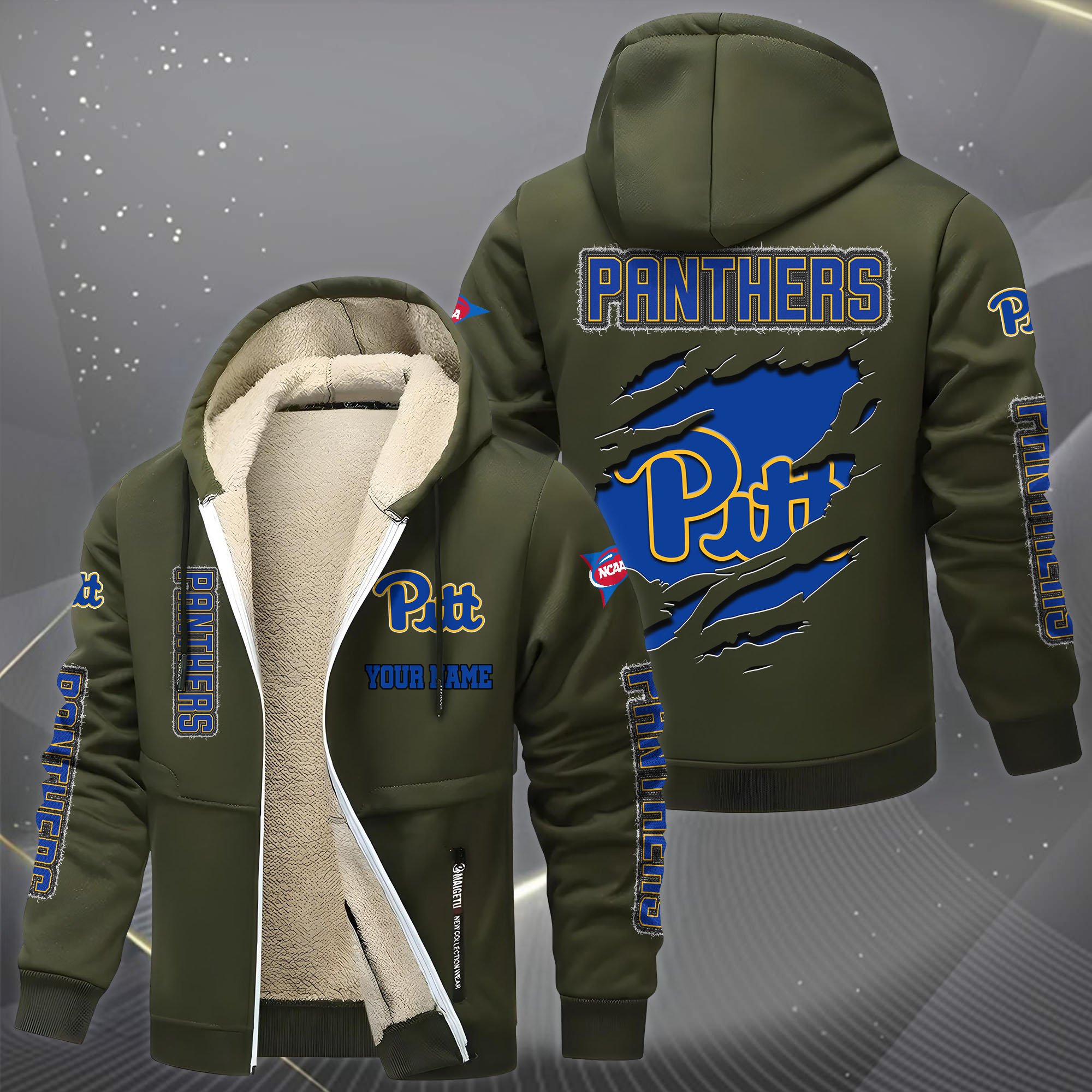 Pittsburgh Panthers Hoodie Zip Velvet Coat Custom Your Name, Sport Jacket, Gifts For Fan EHIVM-0102255