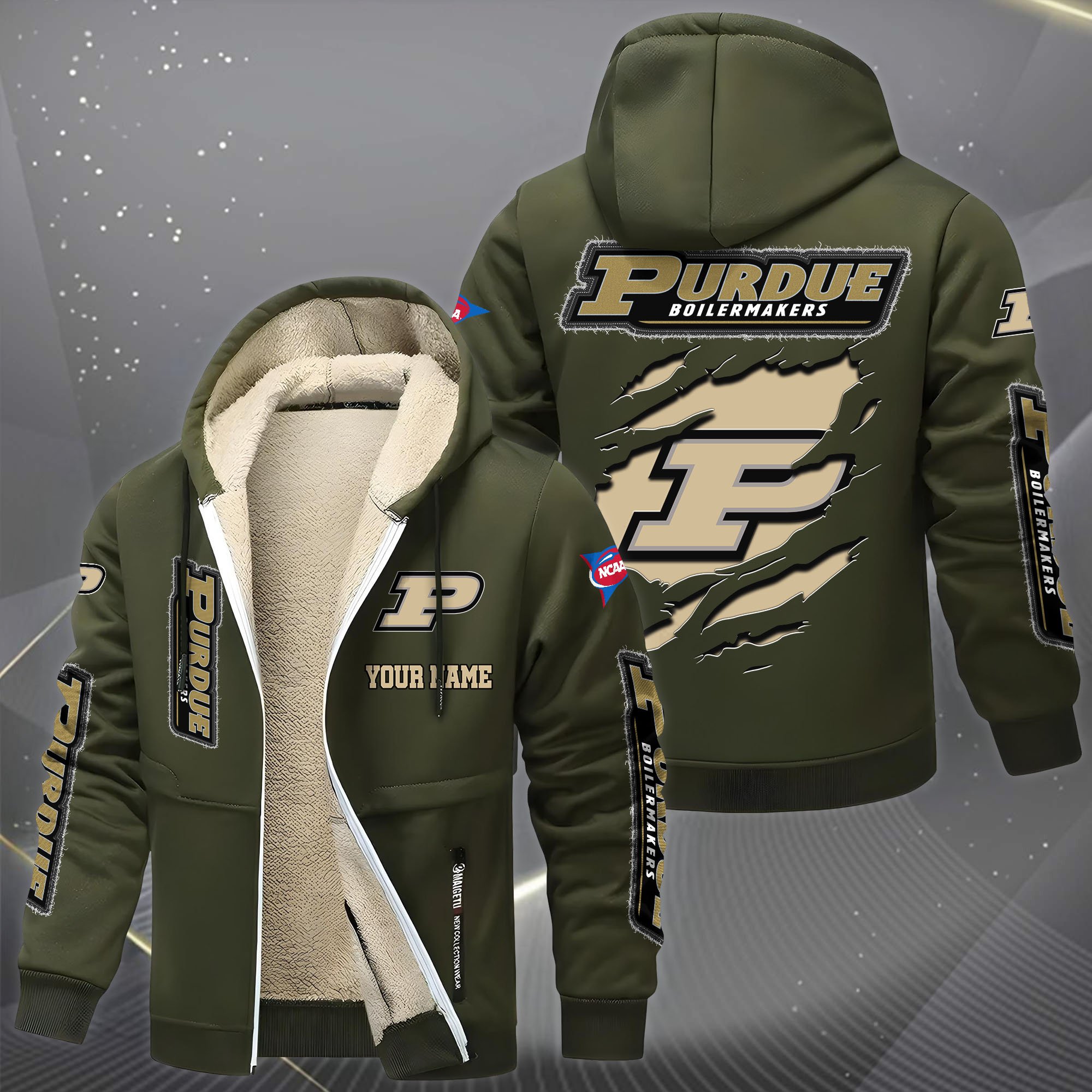 Purdue Boilermakers Hoodie Zip Velvet Coat Custom Your Name, Sport Jacket, Gifts For Fan EHIVM-0102255