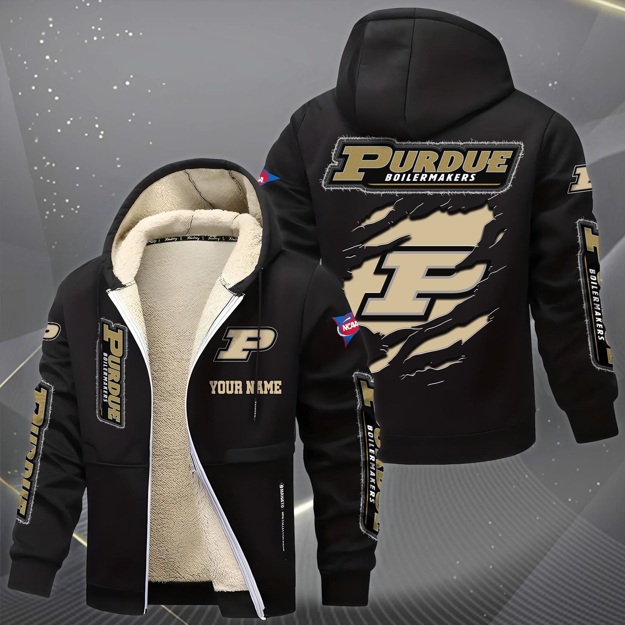 Alternative view of Purdue Boilermakers Hoodie Zip Velvet Coat Custom Your Name, Sport Jacket, Gifts For Fan EHIVM-0102255