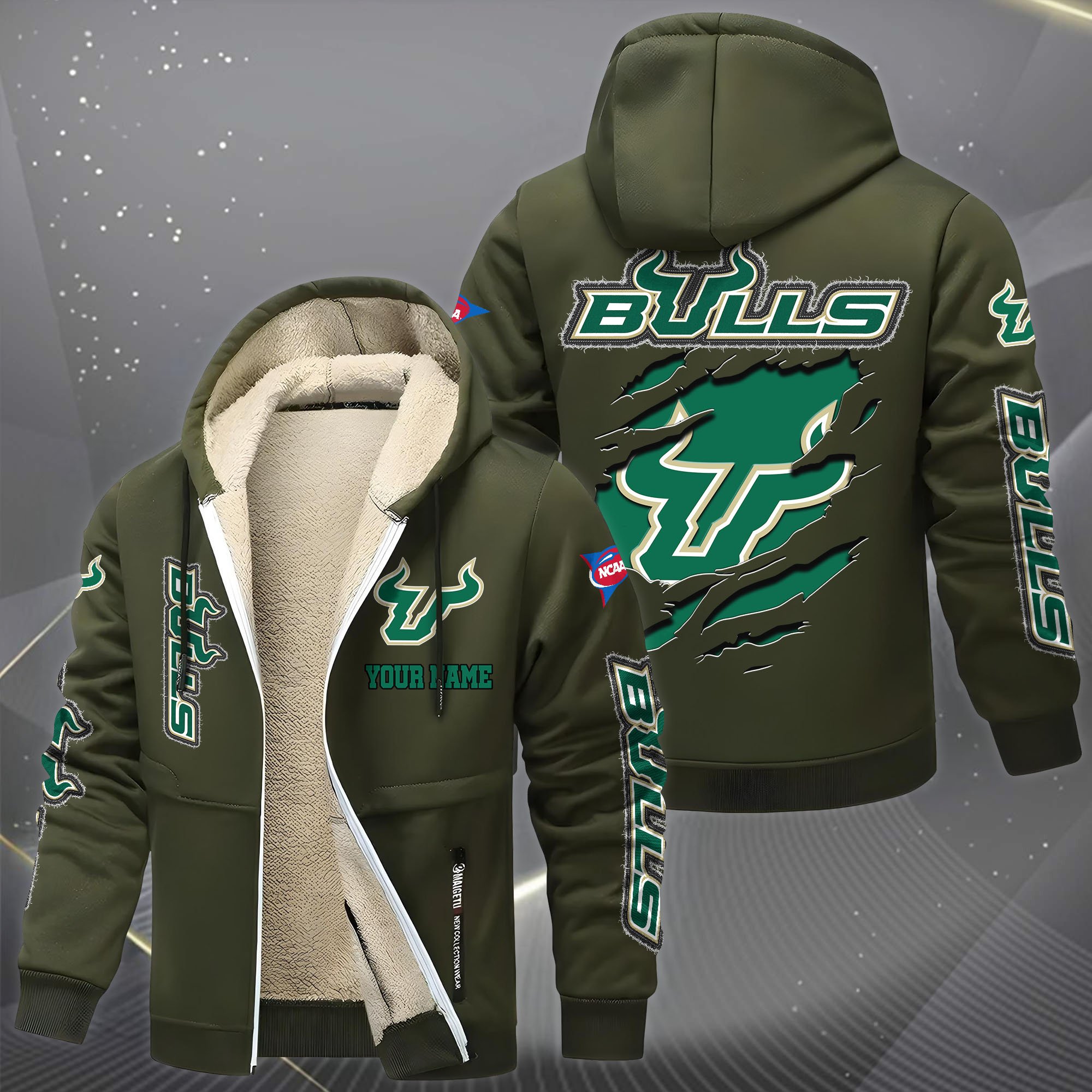 South Florida Bulls Hoodie Zip Velvet Coat Custom Your Name, Sport Jacket, Gifts For Fan EHIVM-0102255