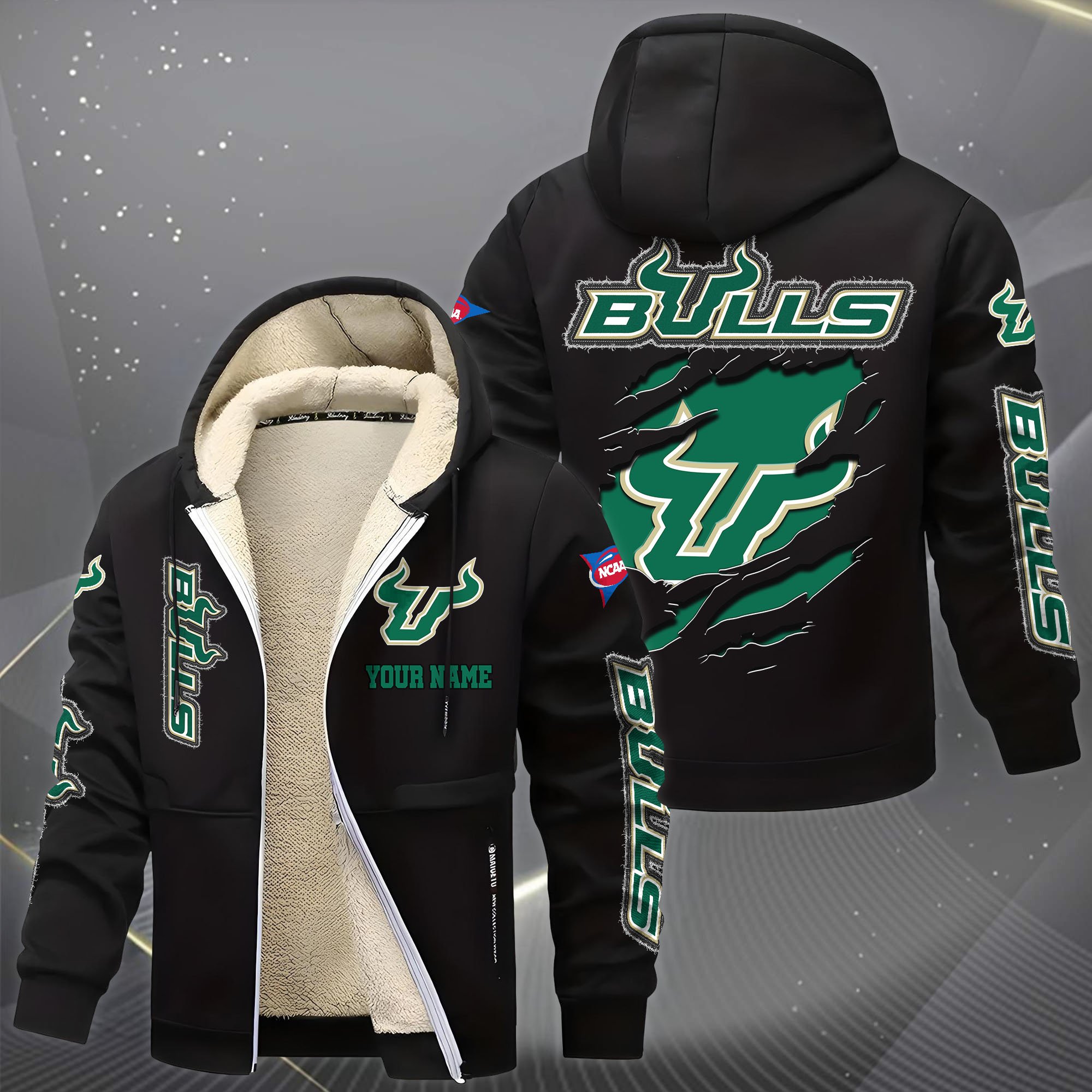 Alternative view of South Florida Bulls Hoodie Zip Velvet Coat Custom Your Name, Sport Jacket, Gifts For Fan EHIVM-0102255