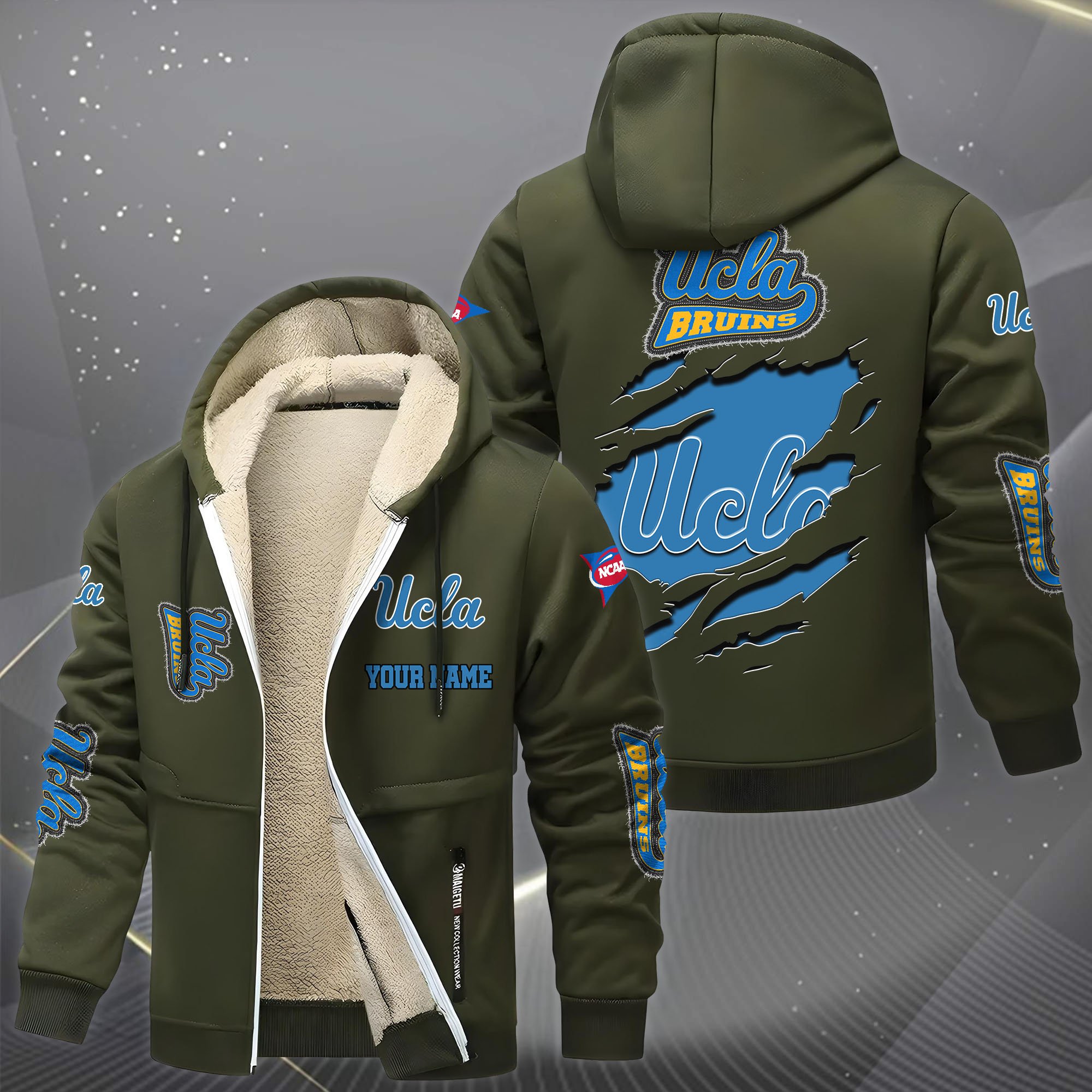 UCLA Bruins Hoodie Zip Velvet Coat Custom Your Name, Sport Jacket, Gifts For Fan EHIVM-0102255