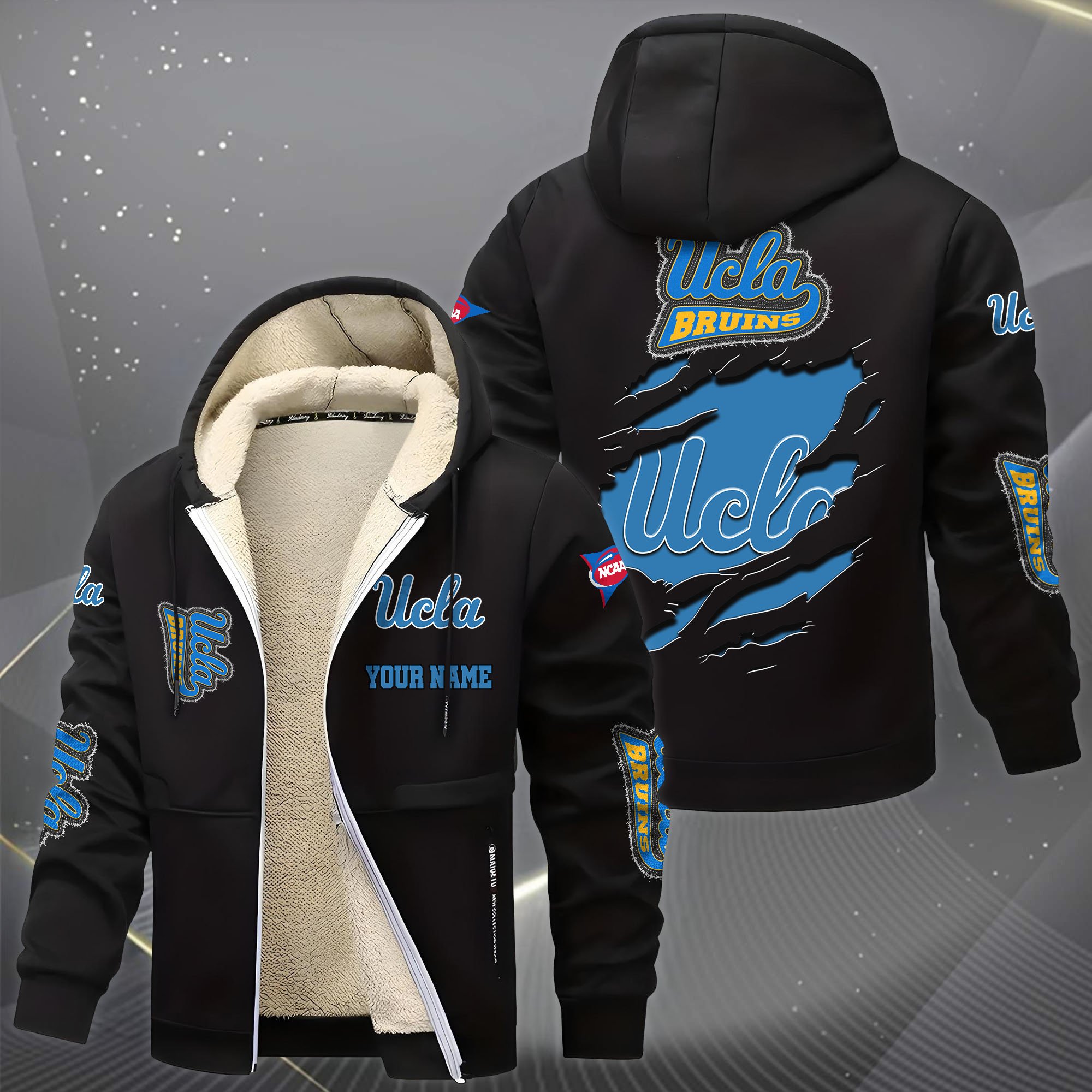 Alternative view of UCLA Bruins Hoodie Zip Velvet Coat Custom Your Name, Sport Jacket, Gifts For Fan EHIVM-0102255