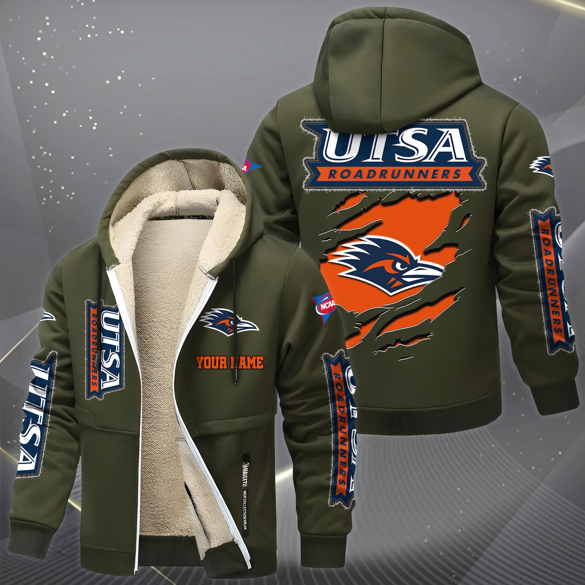UTSA Roadrunners Hoodie Zip Velvet Coat Custom Your Name, Sport Jacket, Gifts For Fan EHIVM-0102255