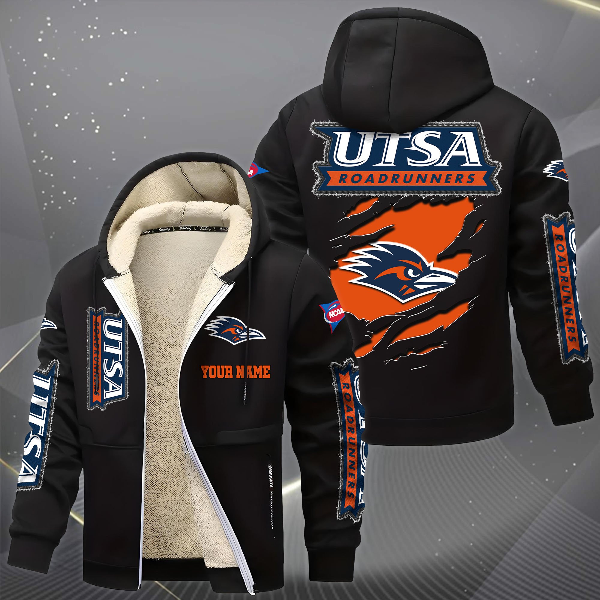 Alternative view of UTSA Roadrunners Hoodie Zip Velvet Coat Custom Your Name, Sport Jacket, Gifts For Fan EHIVM-0102255