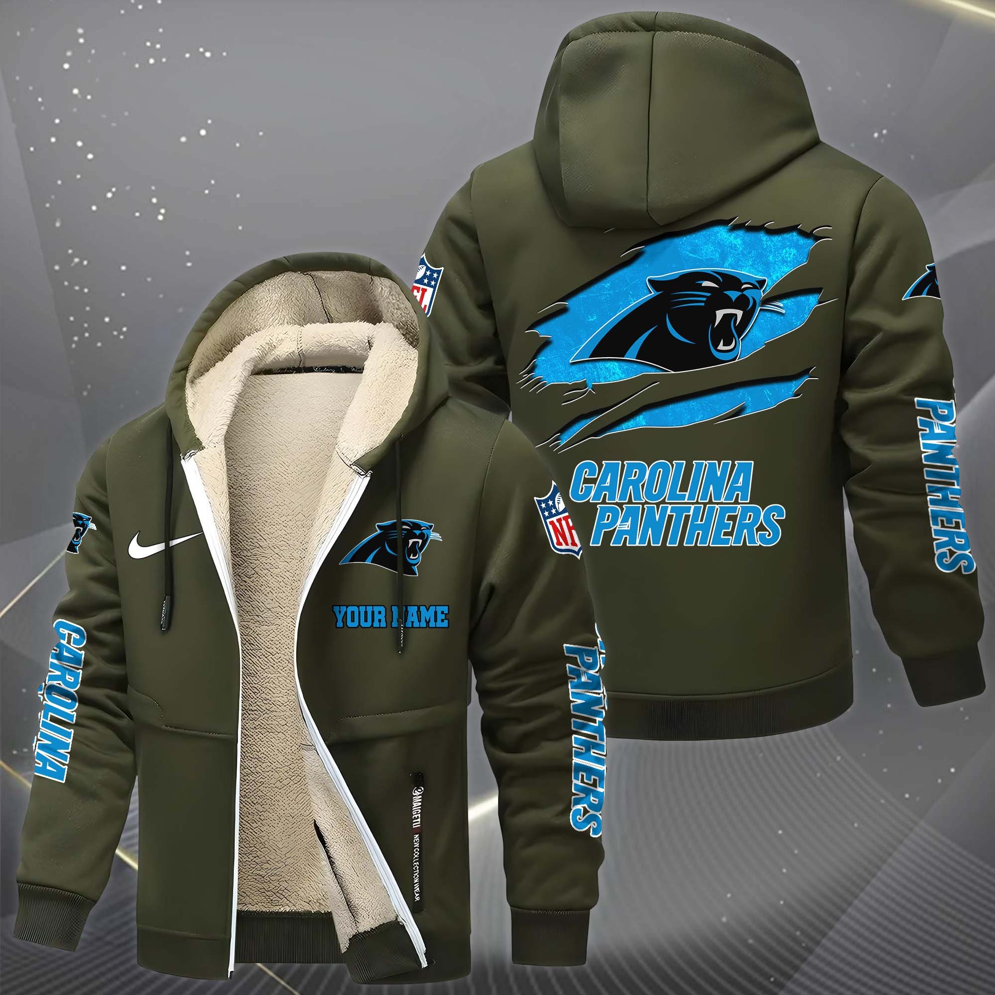 Carolina Panthers Hoodie Zip Velvet Coat Custom Your Name, Sport Jacket, Gifts For Fan EHIVM-1225119