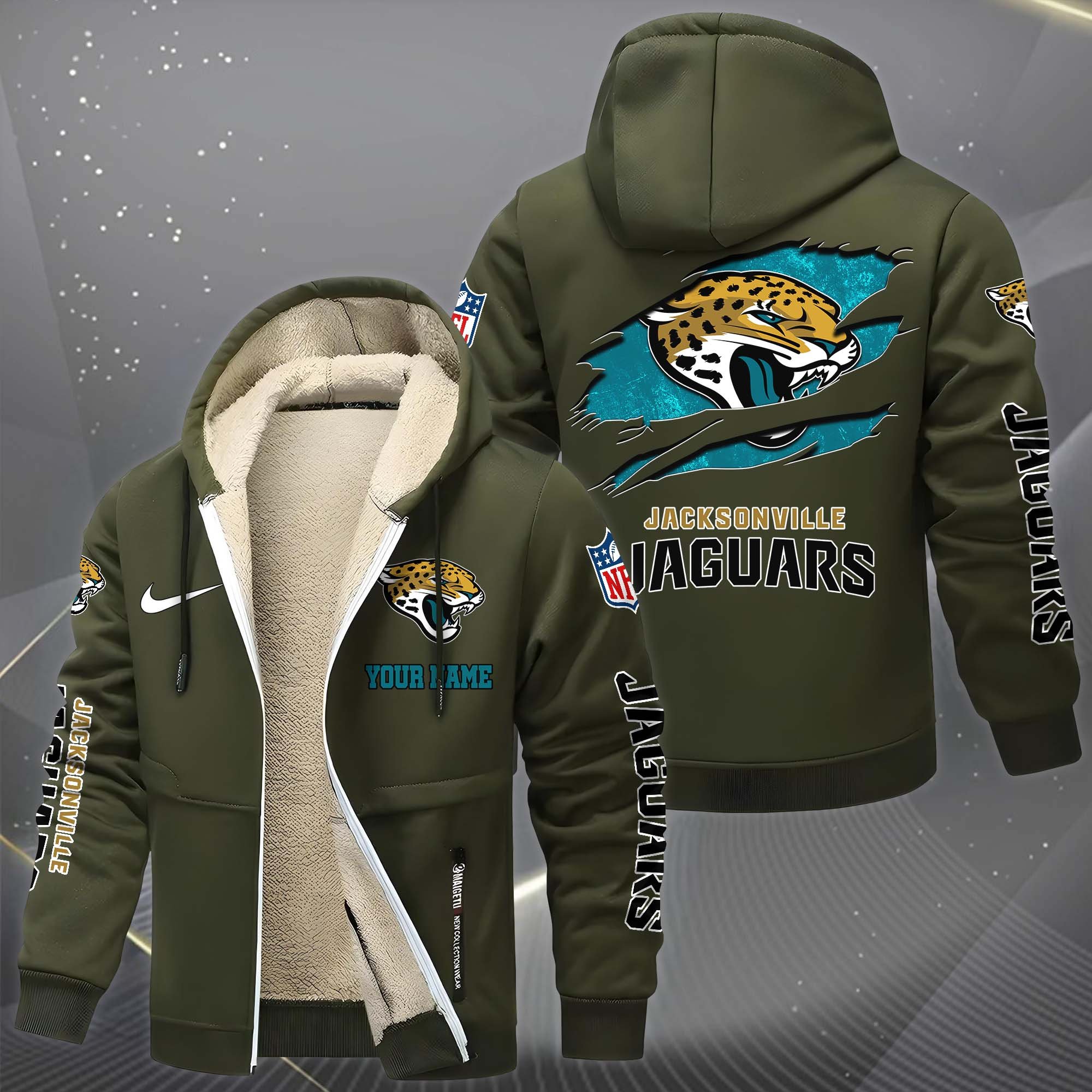 Jacksonville Jaguars Hoodie Zip Velvet Coat Custom Your Name, Sport Jacket, Gifts For Fan EHIVM-1225119