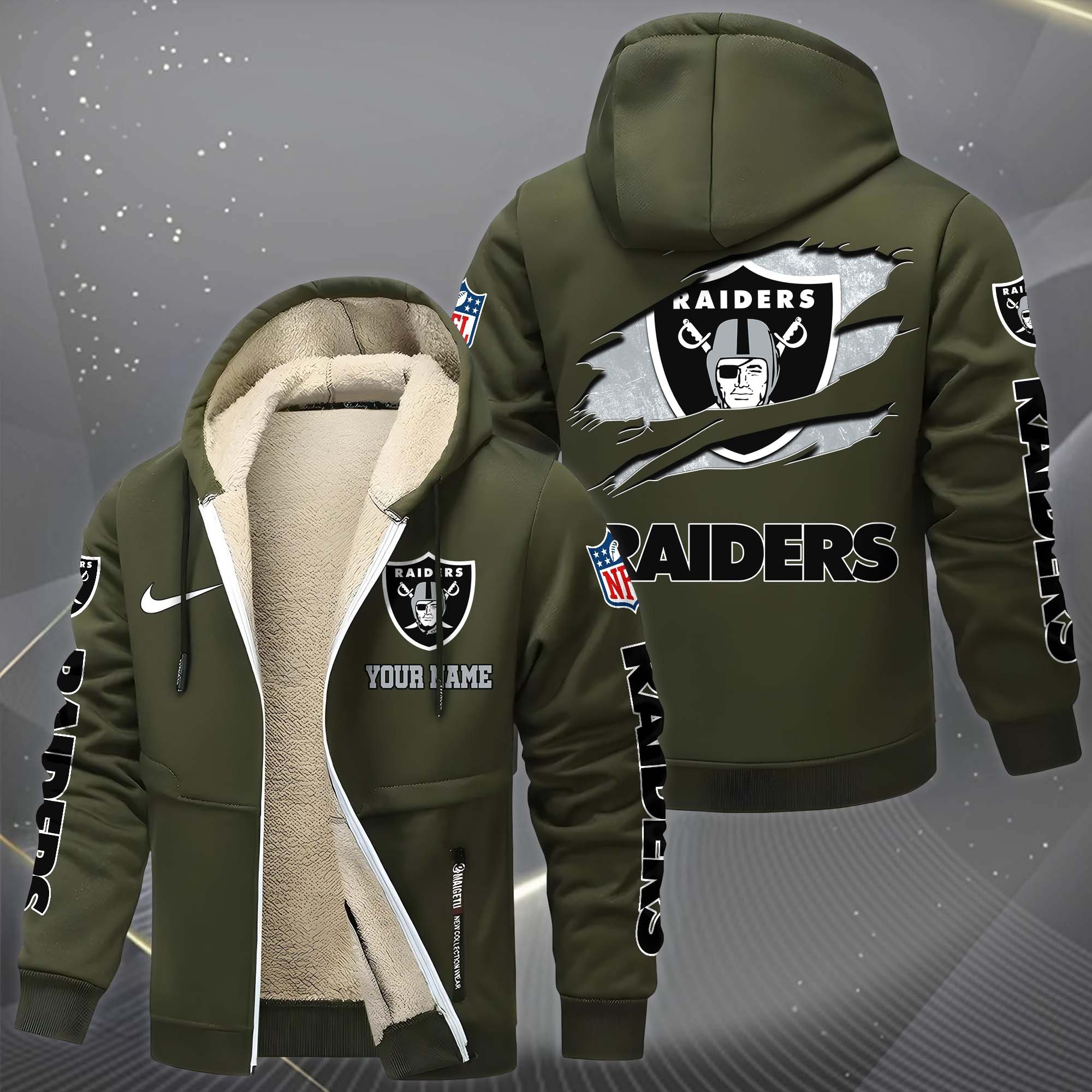 Las Vegas Raiders Hoodie Zip Velvet Coat Custom Your Name, Sport Jacket, Gifts For Fan EHIVM-1225119