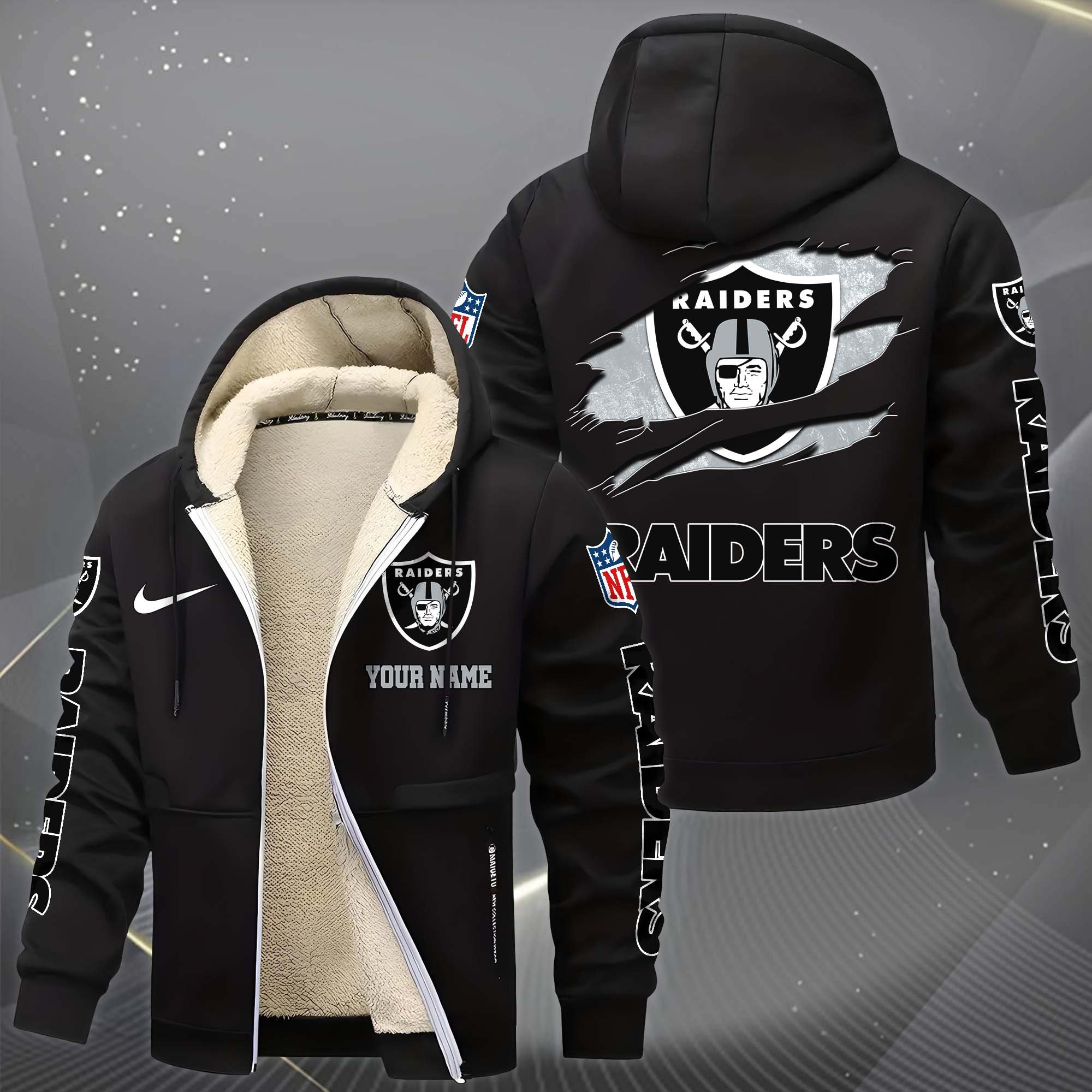 Alternative view of Las Vegas Raiders Hoodie Zip Velvet Coat Custom Your Name, Sport Jacket, Gifts For Fan EHIVM-1225119