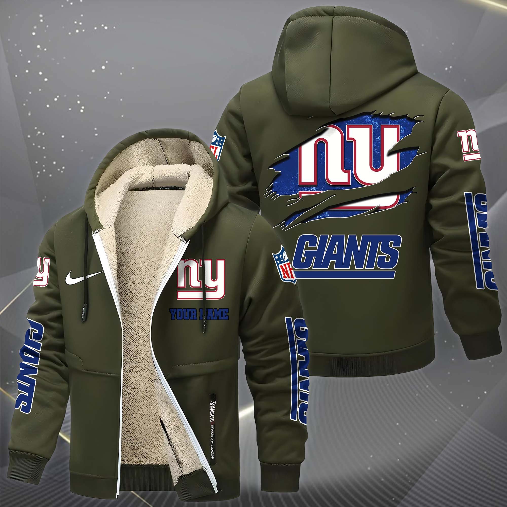 New York Giants Hoodie Zip Velvet Coat Custom Your Name, Sport Jacket, Gifts For Fan EHIVM-1225119
