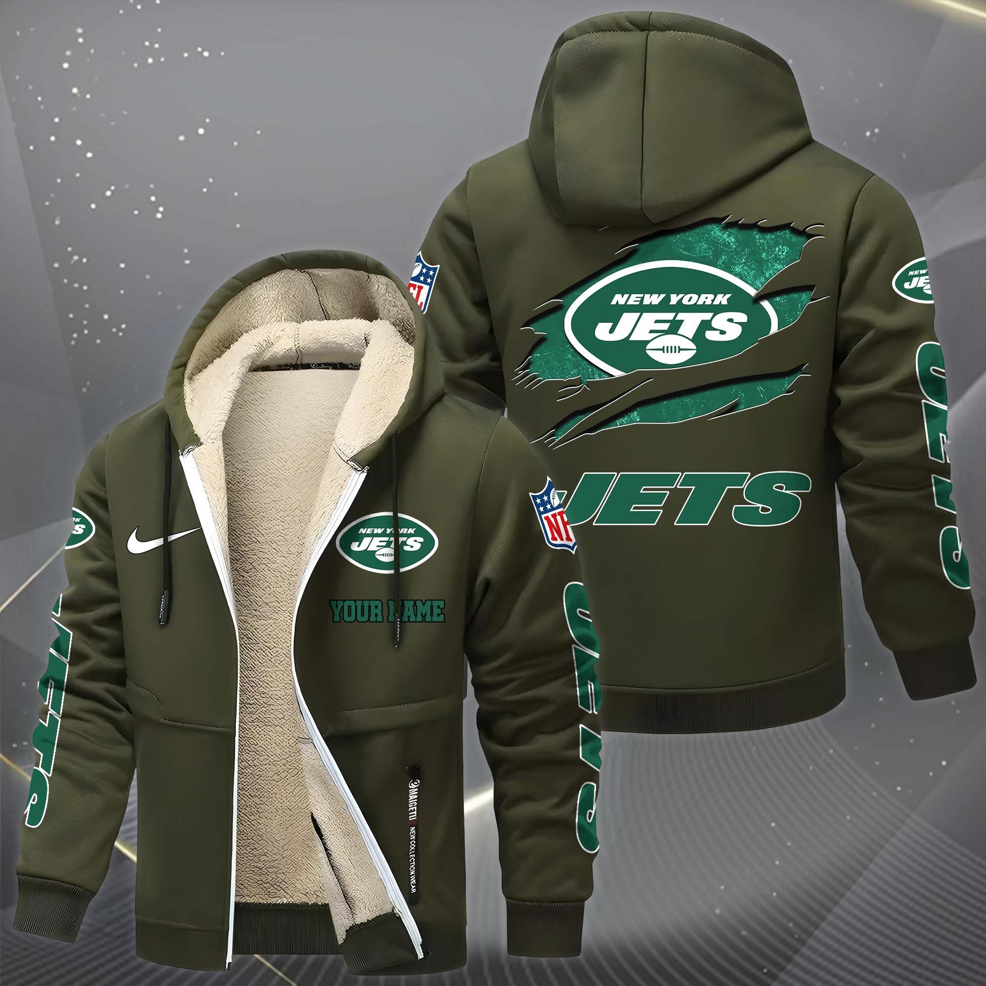 New York Jets Hoodie Zip Velvet Coat Custom Your Name, Sport Jacket, Gifts For Fan EHIVM-1225119