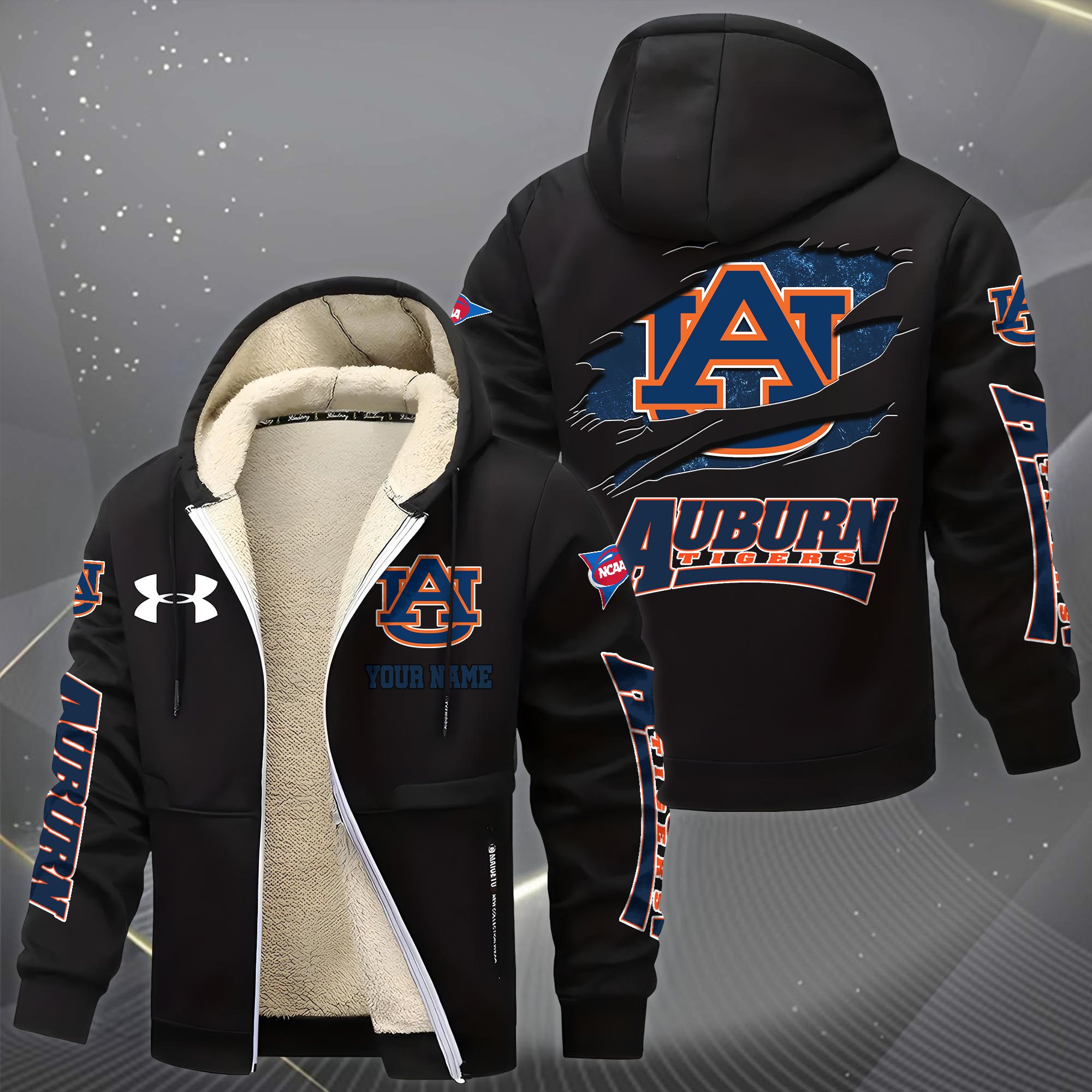 Alternative view of Auburn Tigers Hoodie Zip Velvet Coat Custom Your Name, Sport Jacket, Gifts For Fan EHIVM-1231234
