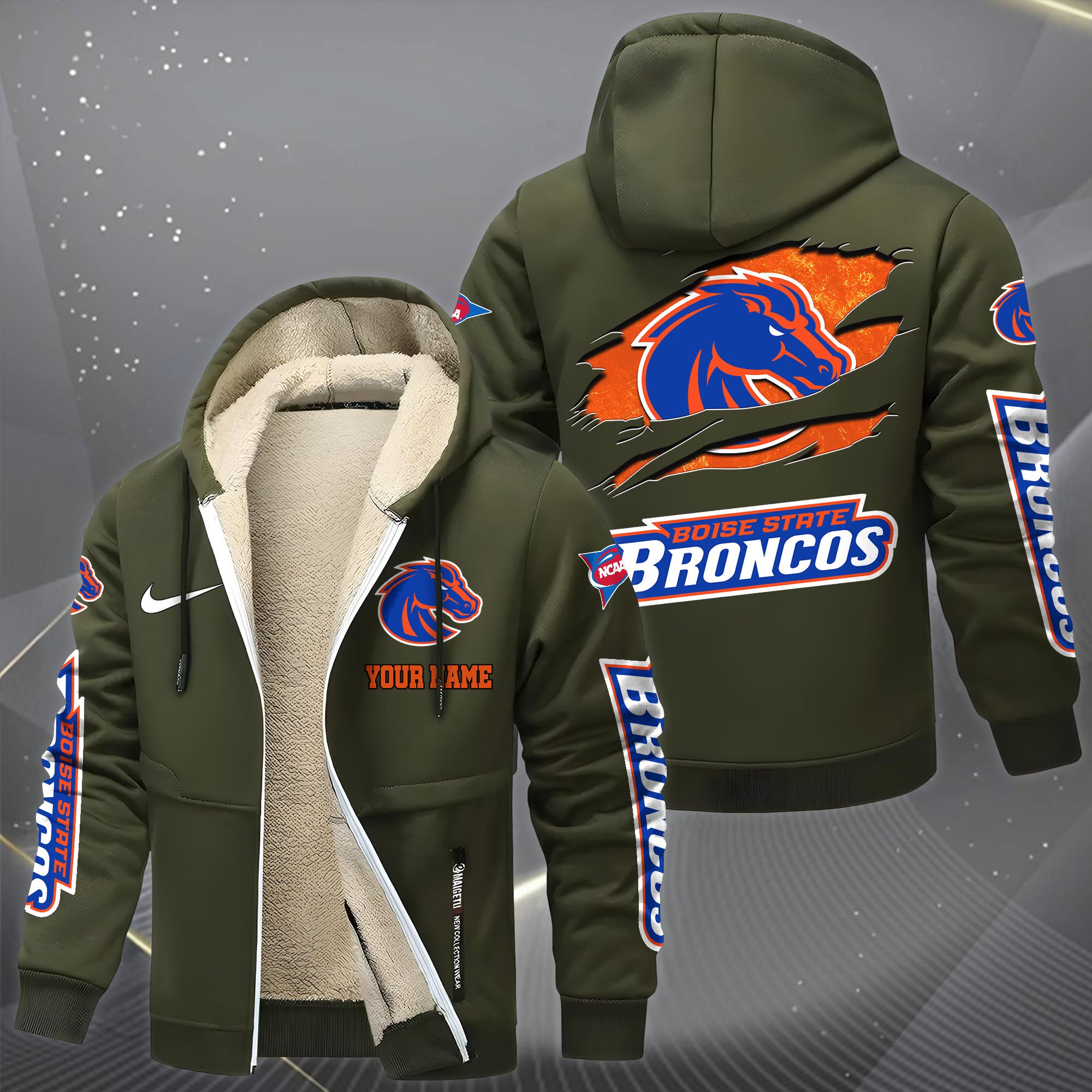 Boise State Broncos Hoodie Zip Velvet Coat Custom Your Name, Sport Jacket, Gifts For Fan EHIVM-1231234