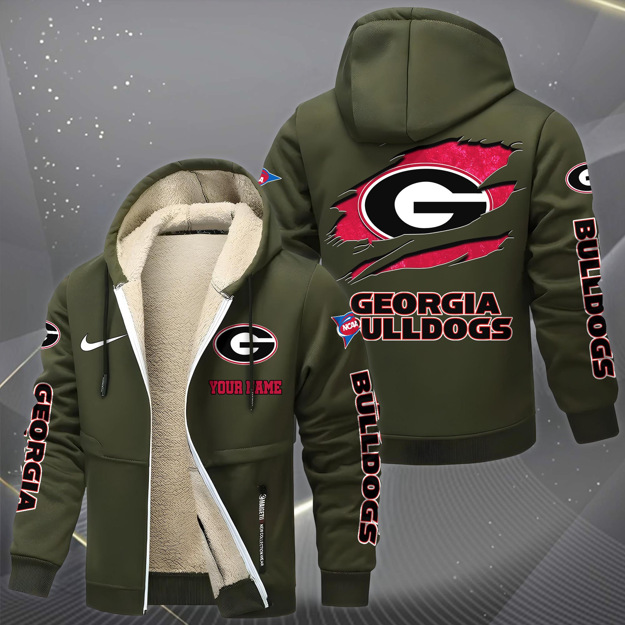 Georgia Bulldogs Hoodie Zip Velvet Coat Custom Your Name, Sport Jacket, Gifts For Fan EHIVM-1231234