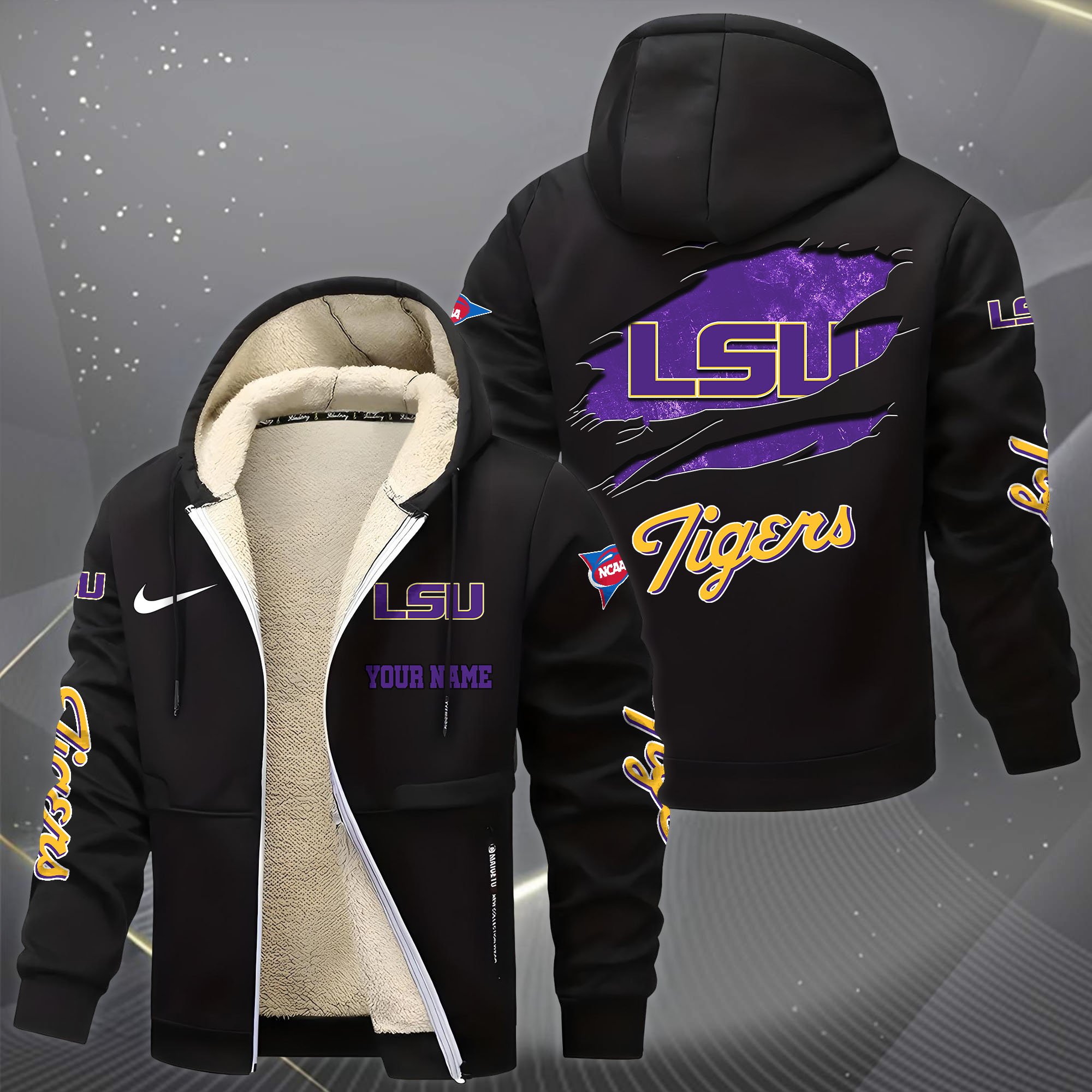 Alternative view of LSU TIGERS Hoodie Zip Velvet Coat Custom Your Name, Sport Jacket, Gifts For Fan EHIVM-1231234