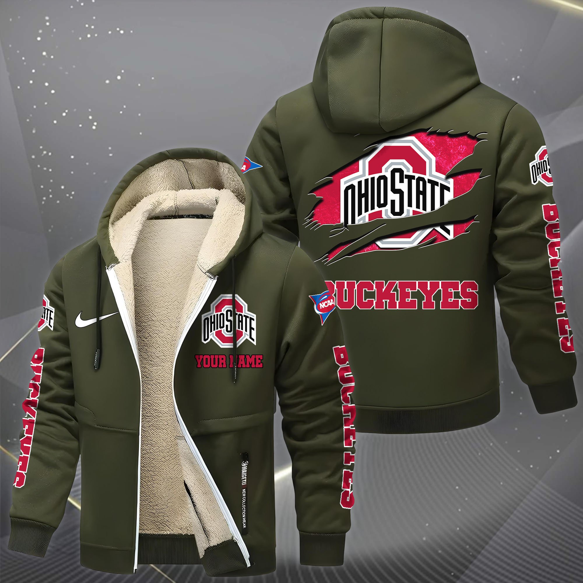 Ohio State Buckeyes Hoodie Zip Velvet Coat Custom Your Name, Sport Jacket, Gifts For Fan EHIVM-1231234