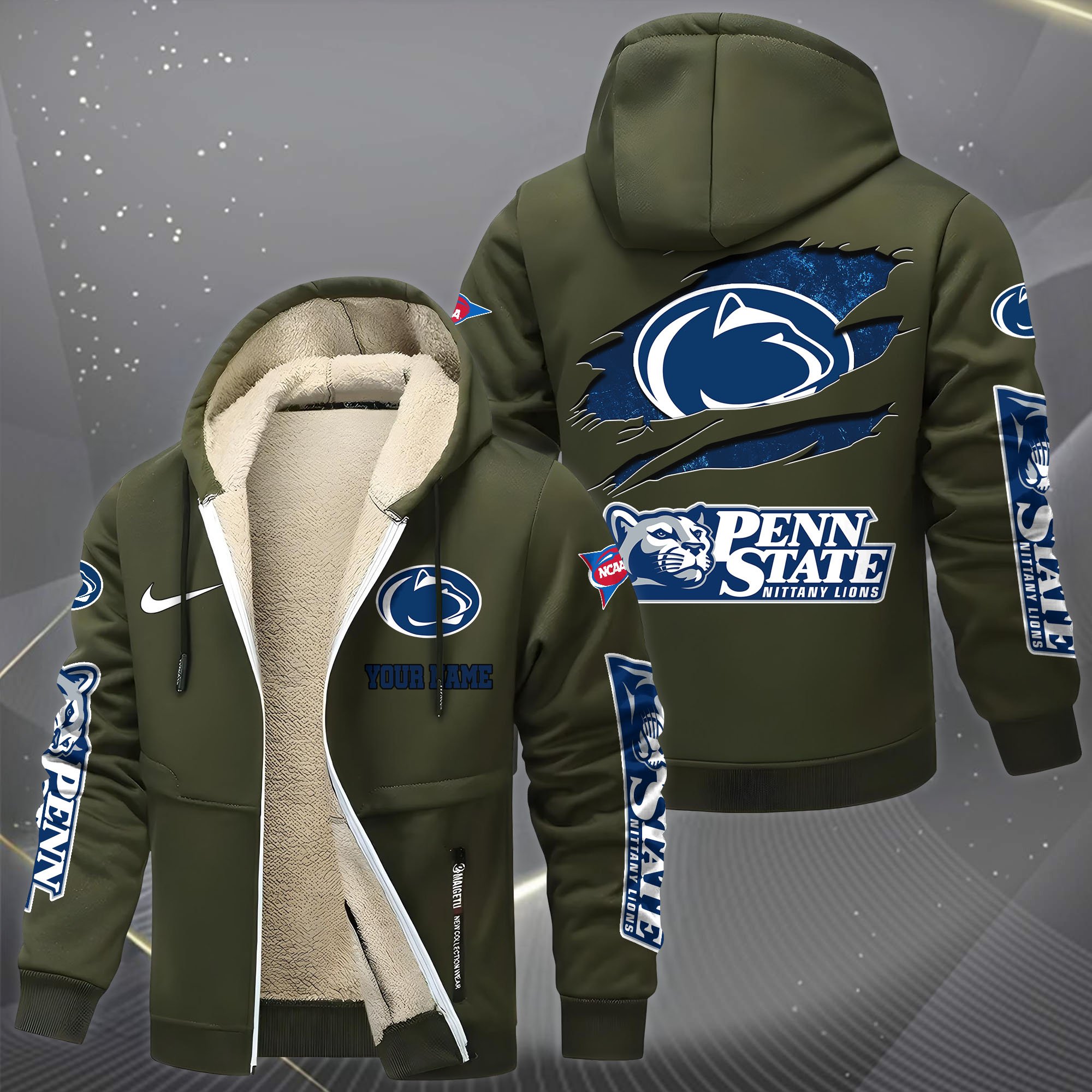 Penn State Nittany Lions Hoodie Zip Velvet Coat Custom Your Name, Sport Jacket, Gifts For Fan EHIVM-1231234