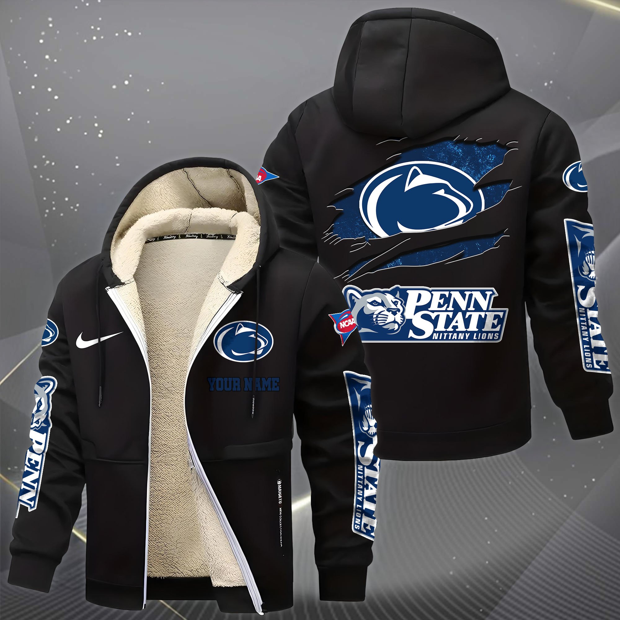 Alternative view of Penn State Nittany Lions Hoodie Zip Velvet Coat Custom Your Name, Sport Jacket, Gifts For Fan EHIVM-1231234
