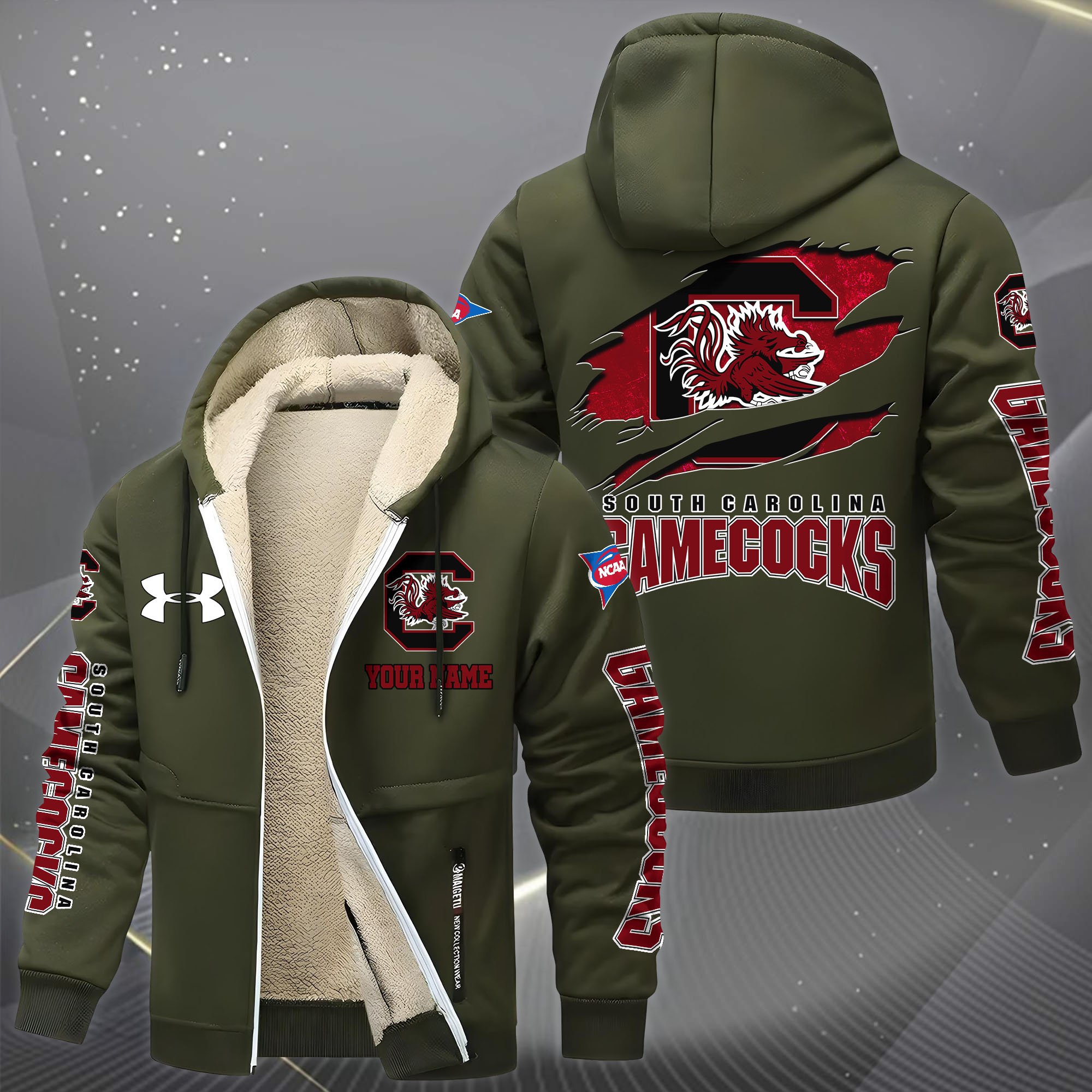 South Carolina Gamecocks Hoodie Zip Velvet Coat Custom Your Name, Sport Jacket, Gifts For Fan EHIVM-1231234
