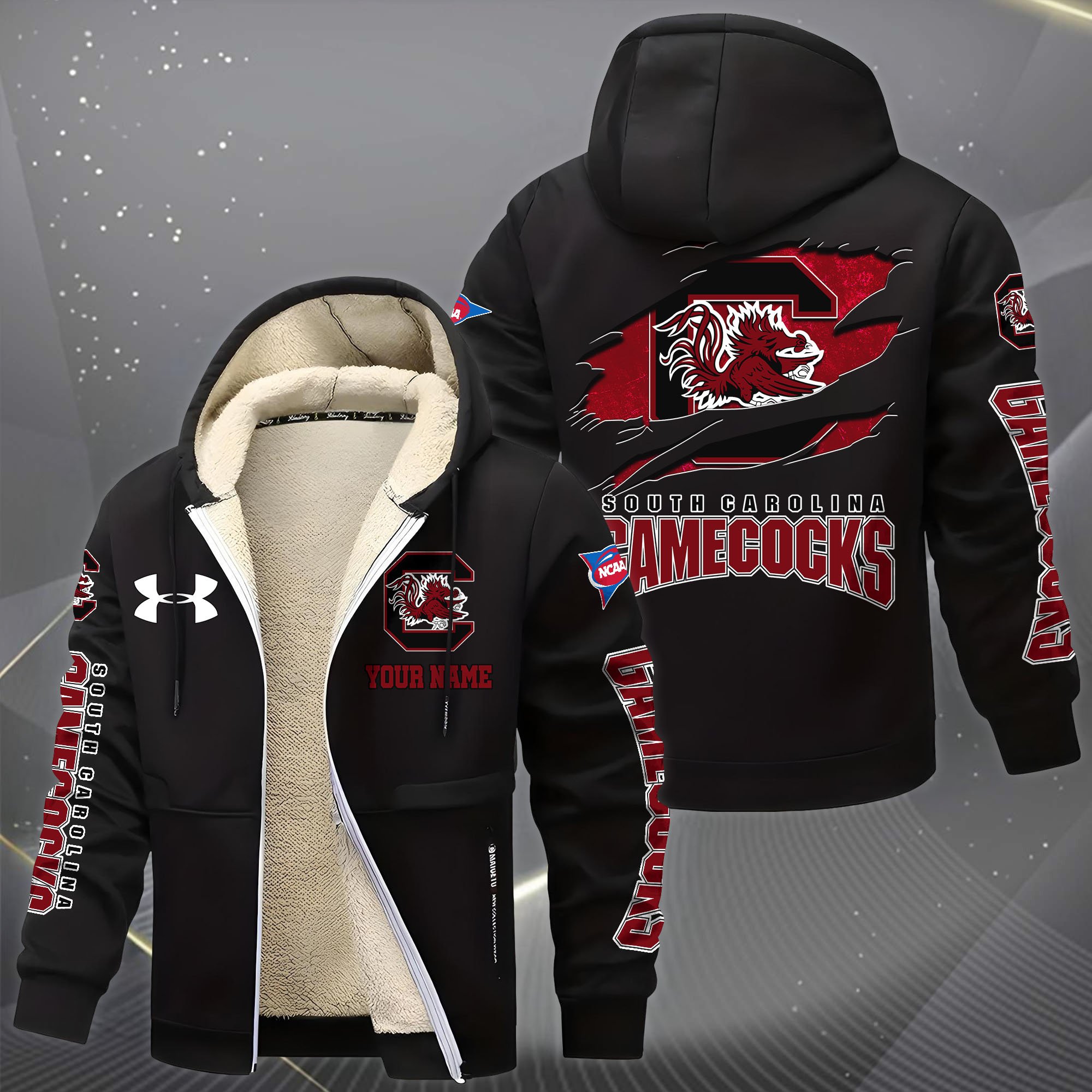 Alternative view of South Carolina Gamecocks Hoodie Zip Velvet Coat Custom Your Name, Sport Jacket, Gifts For Fan EHIVM-1231234
