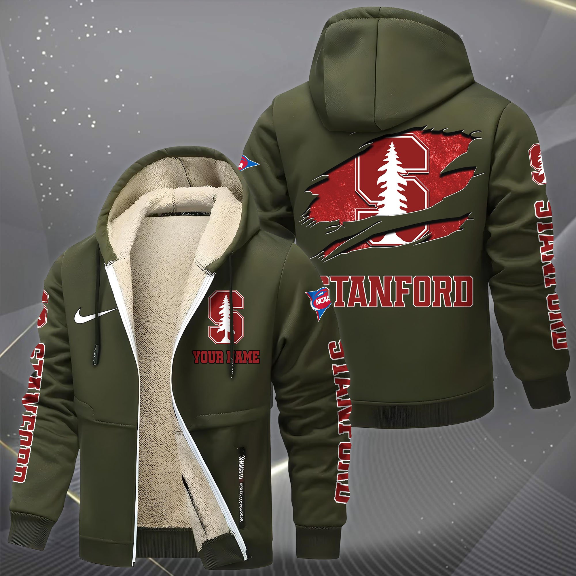 Stanford Cardinal Hoodie Zip Velvet Coat Custom Your Name, Sport Jacket, Gifts For Fan EHIVM-1231234