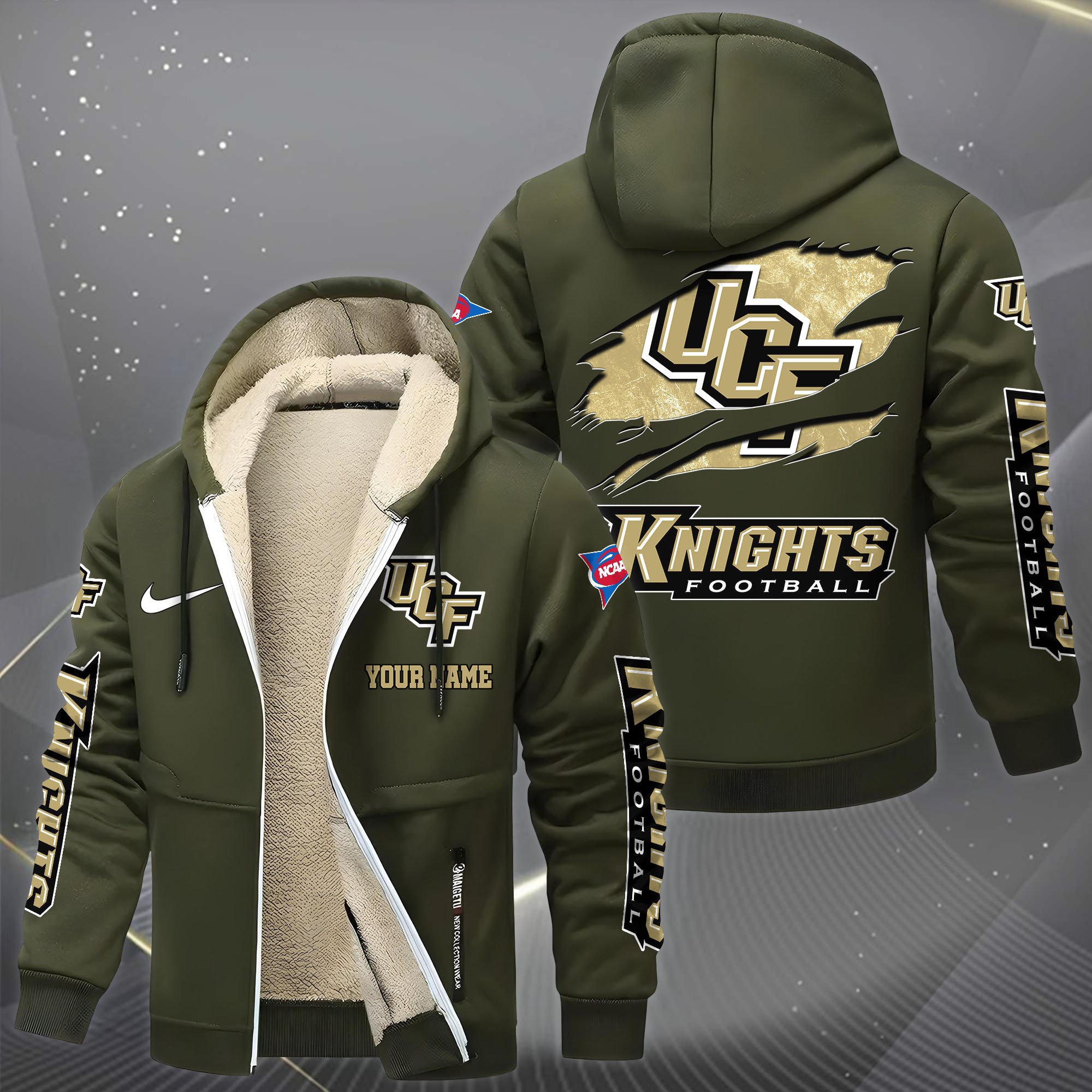 UCF Knights Hoodie Zip Velvet Coat Custom Your Name, Sport Jacket, Gifts For Fan EHIVM-1231234