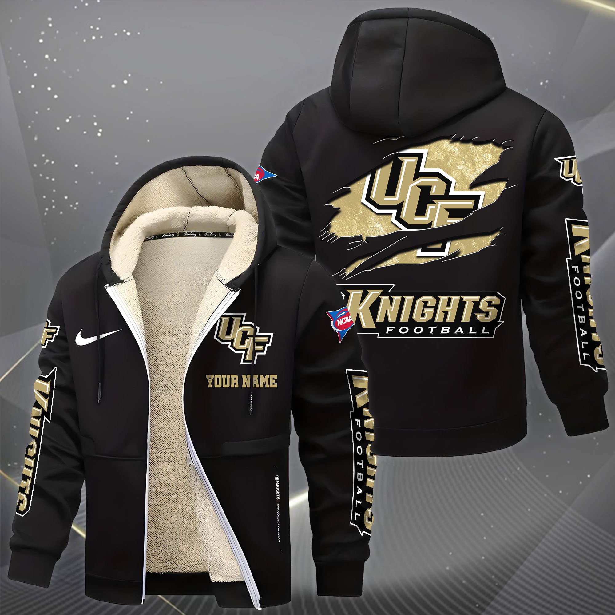 Alternative view of UCF Knights Hoodie Zip Velvet Coat Custom Your Name, Sport Jacket, Gifts For Fan EHIVM-1231234