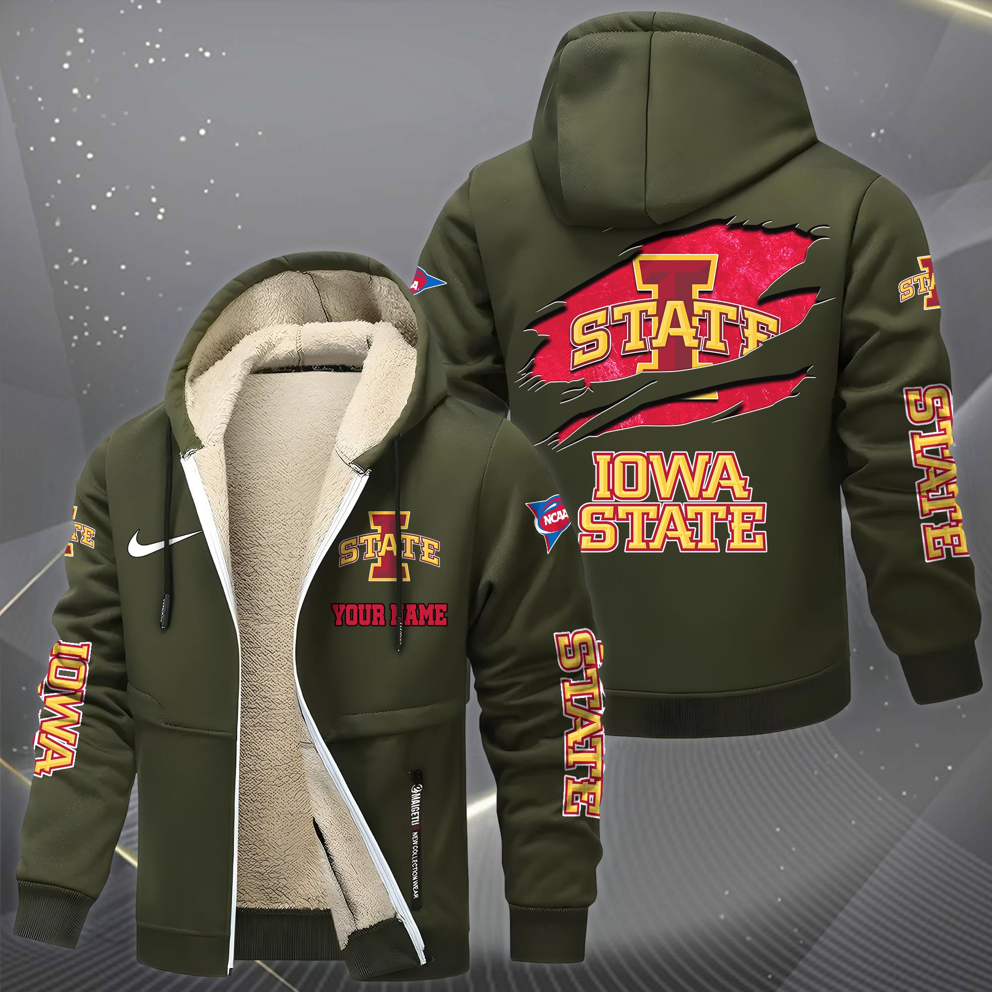 Iowa State Cyclones Hoodie Zip Velvet Coat Custom Your Name, Sport Jacket, Gifts For Fan EHIVM-1231234