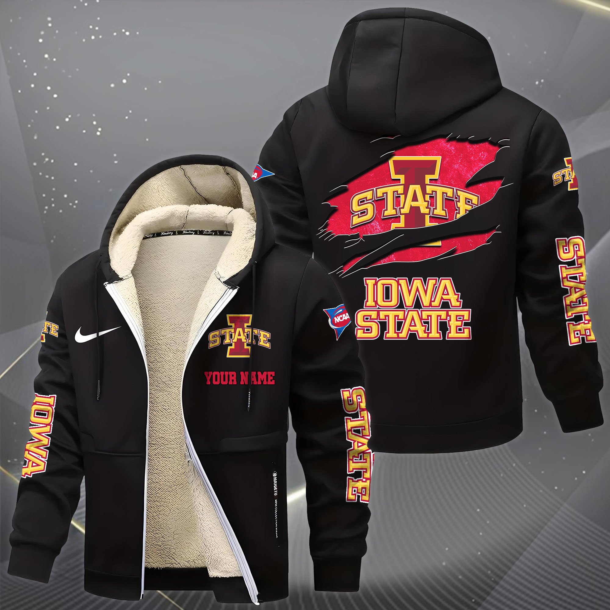Alternative view of Iowa State Cyclones Hoodie Zip Velvet Coat Custom Your Name, Sport Jacket, Gifts For Fan EHIVM-1231234