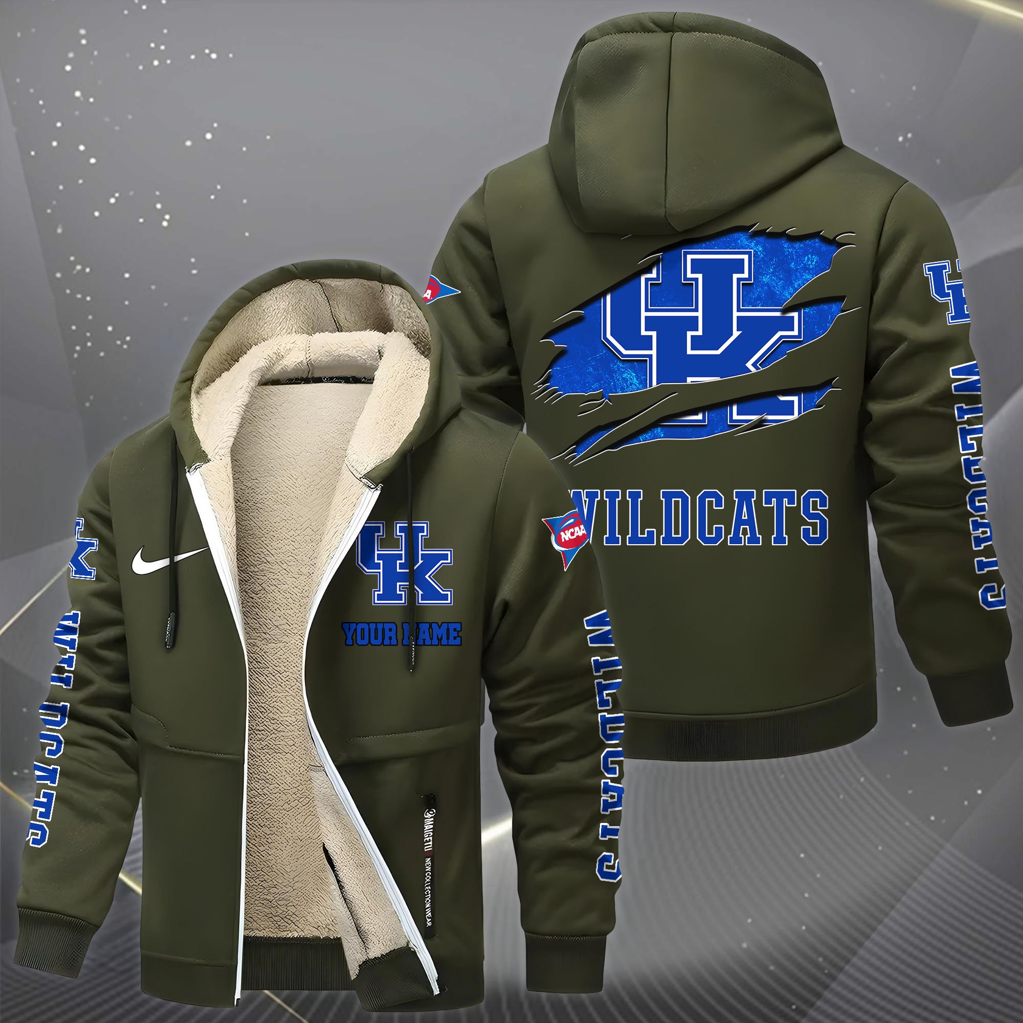 Kentucky Wildcats Hoodie Zip Velvet Coat Custom Your Name, Sport Jacket, Gifts For Fan EHIVM-1231234