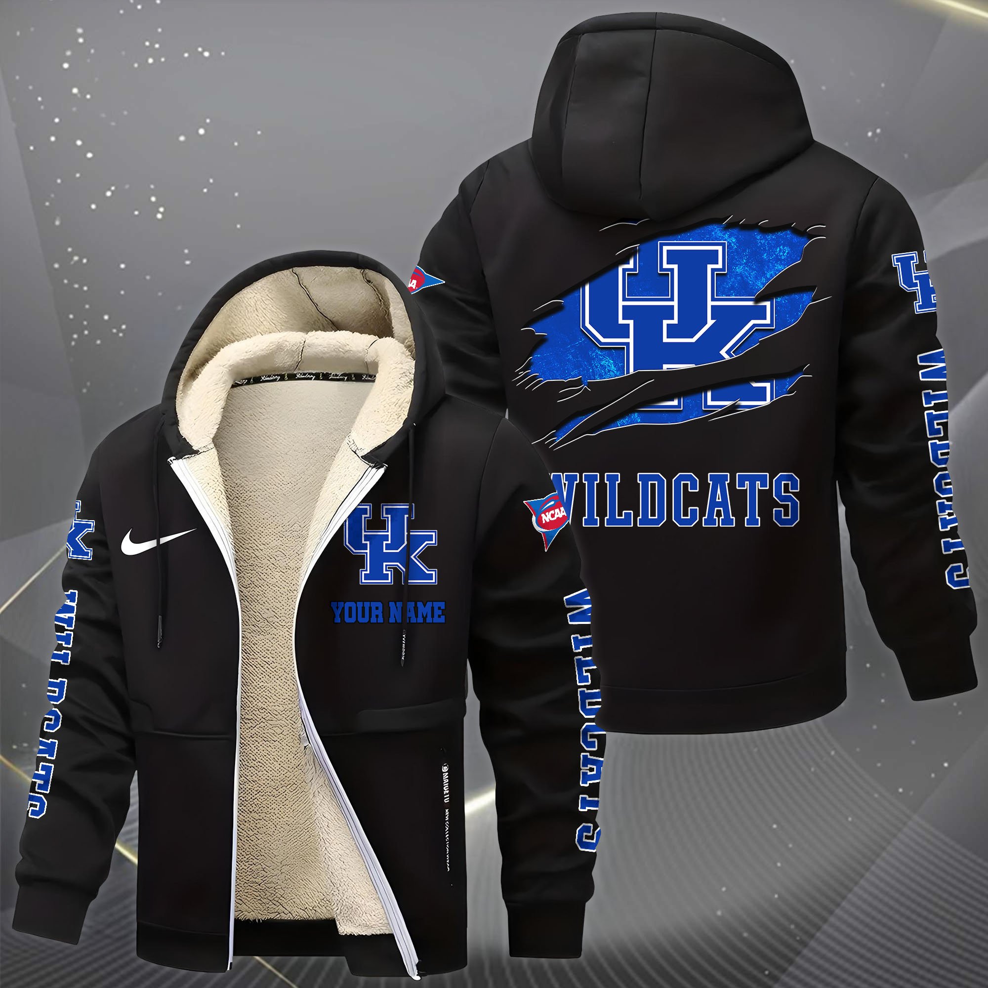 Alternative view of Kentucky Wildcats Hoodie Zip Velvet Coat Custom Your Name, Sport Jacket, Gifts For Fan EHIVM-1231234