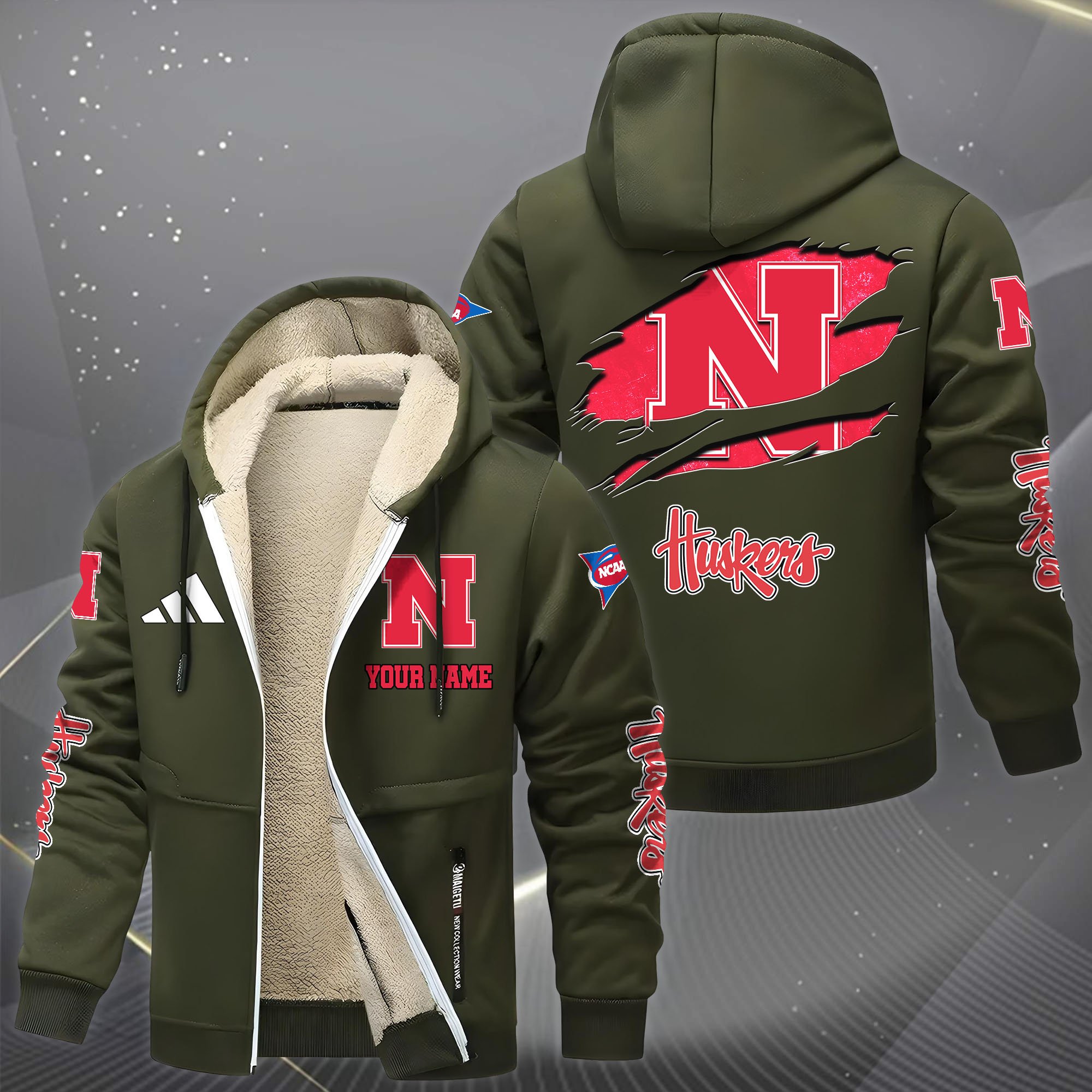 Nebraska Cornhuskers Hoodie Zip Velvet Coat Custom Your Name, Sport Jacket, Gifts For Fan EHIVM-1231234