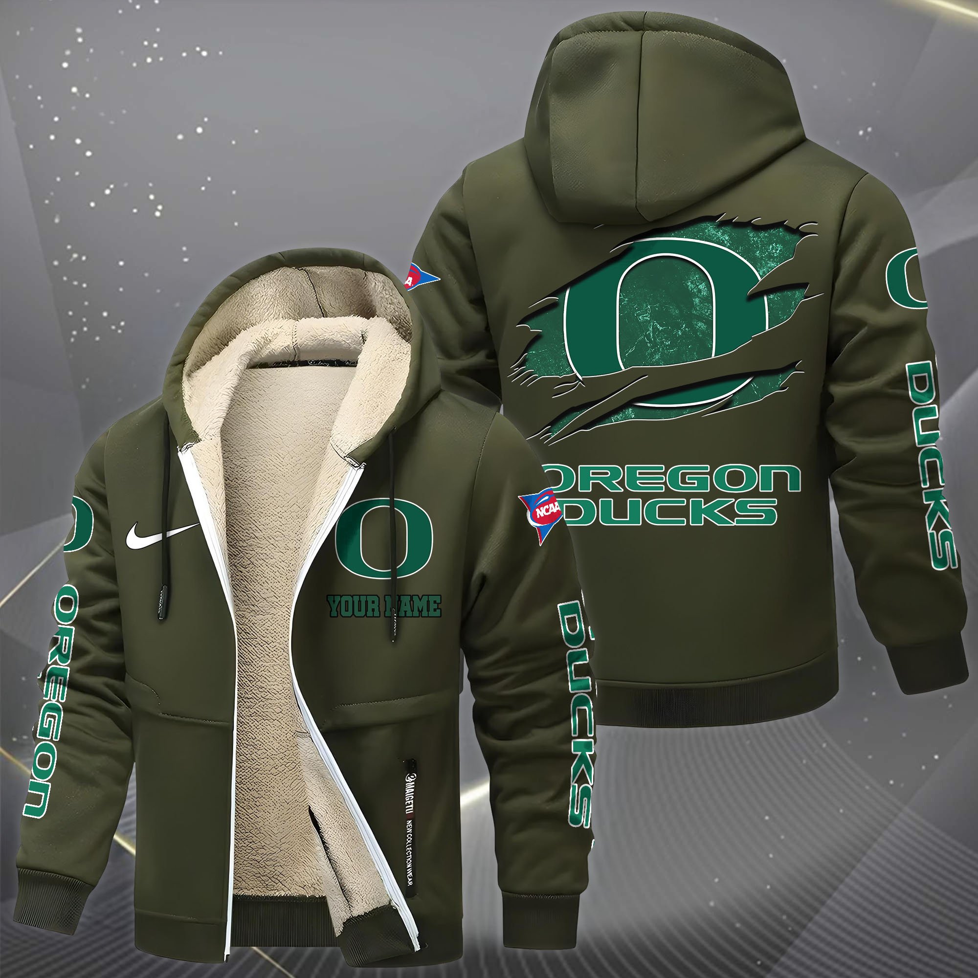 Oregon Ducks Hoodie Zip Velvet Coat Custom Your Name, Sport Jacket, Gifts For Fan EHIVM-1231234