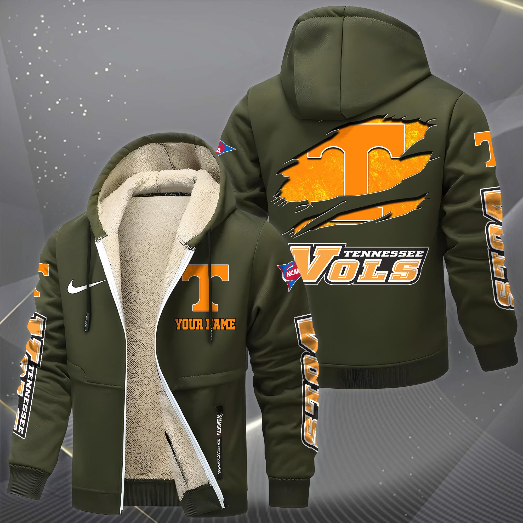 Tennessee Volunteers Hoodie Zip Velvet Coat Custom Your Name, Sport Jacket, Gifts For Fan EHIVM-1231234