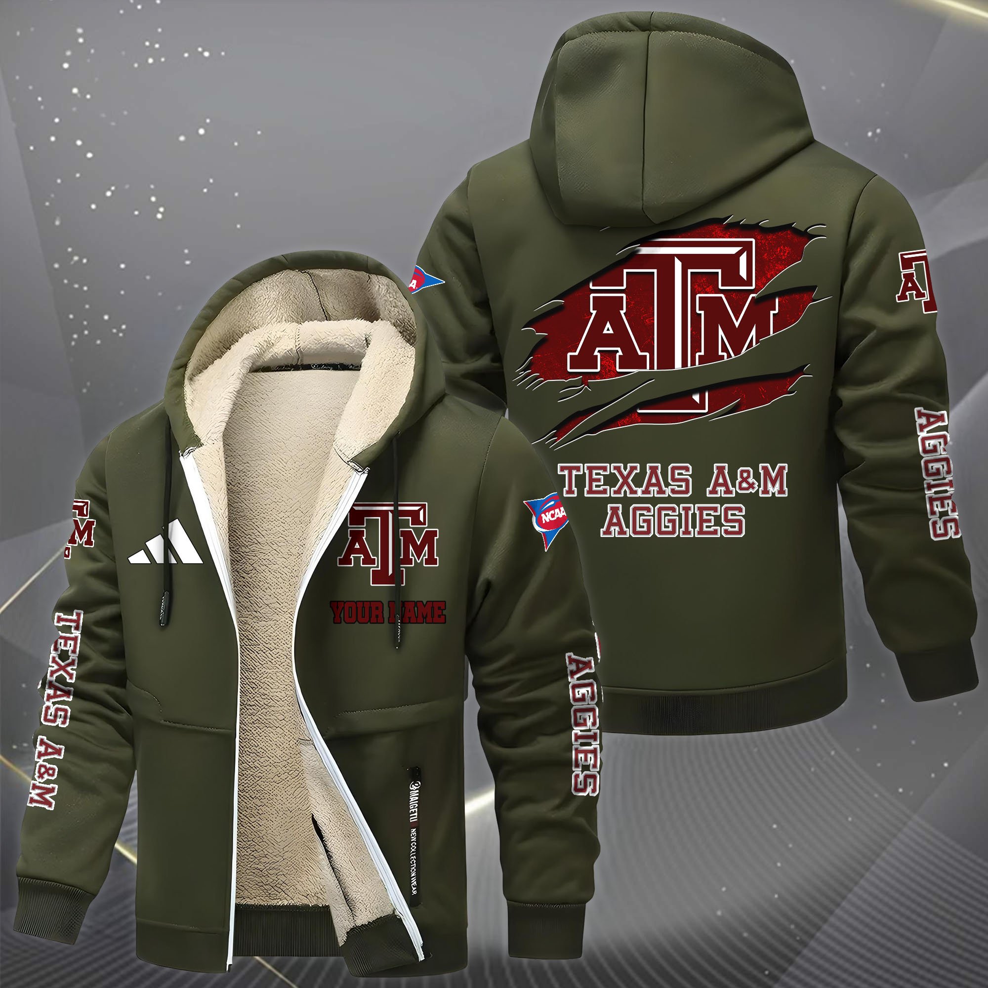 Texas A&M Aggies Hoodie Zip Velvet Coat Custom Your Name, Sport Jacket, Gifts For Fan EHIVM-1231234